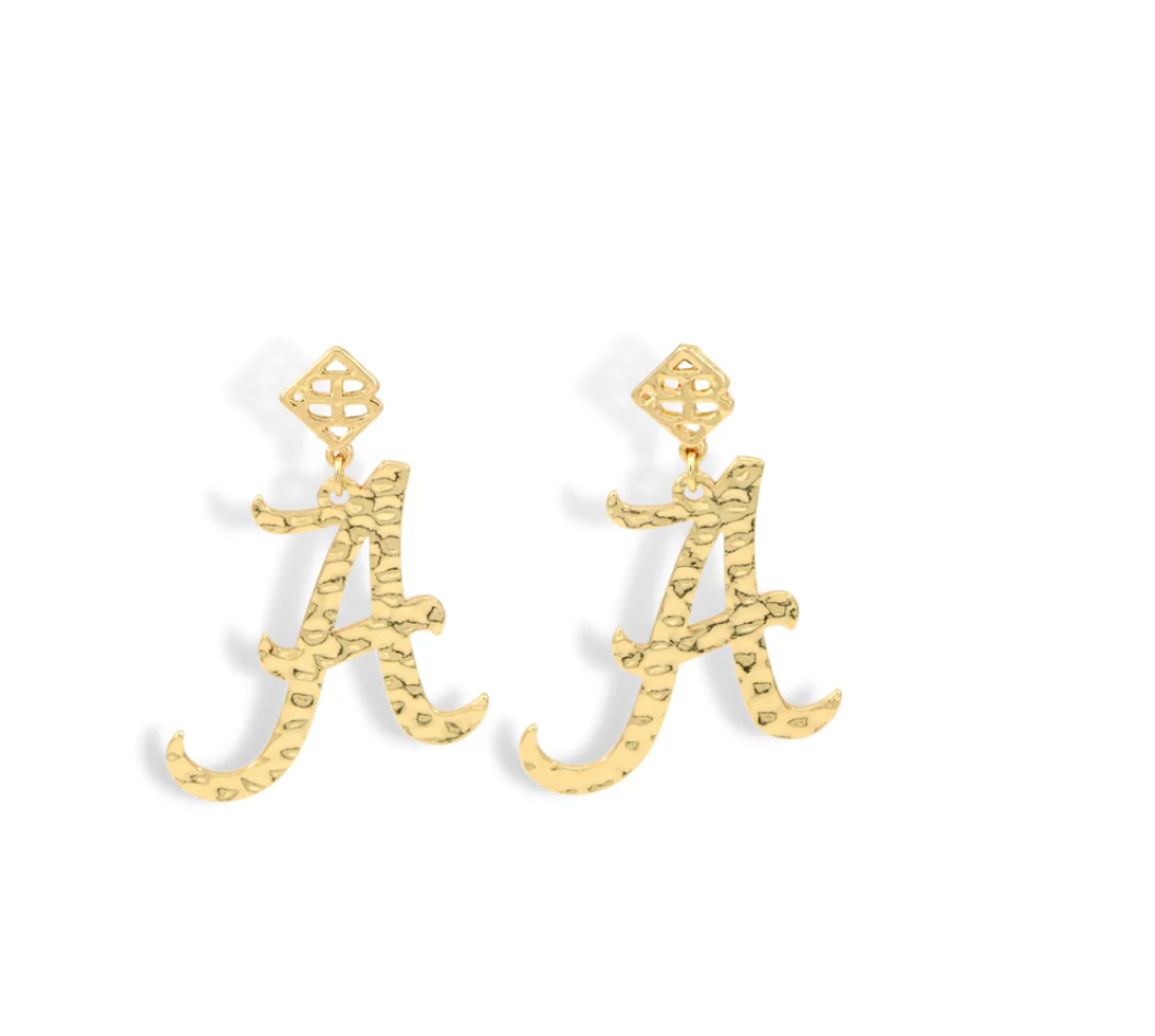 GOLD ALABAMA A EARRING WITH BC LOGO