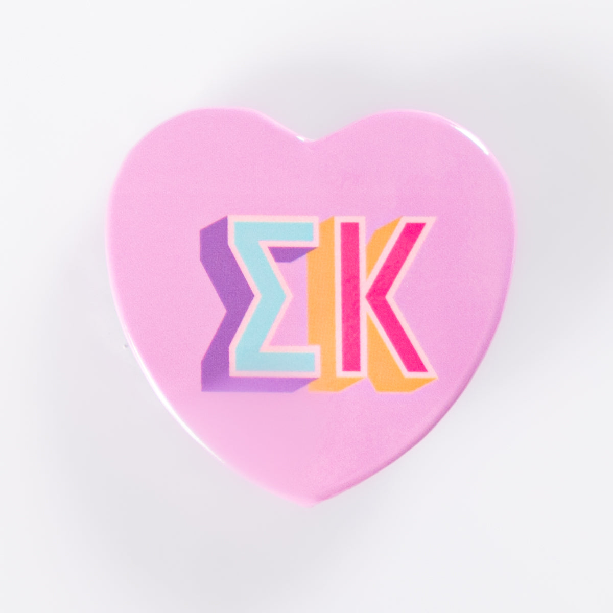 Sigma Kappa Block Print Heart Button