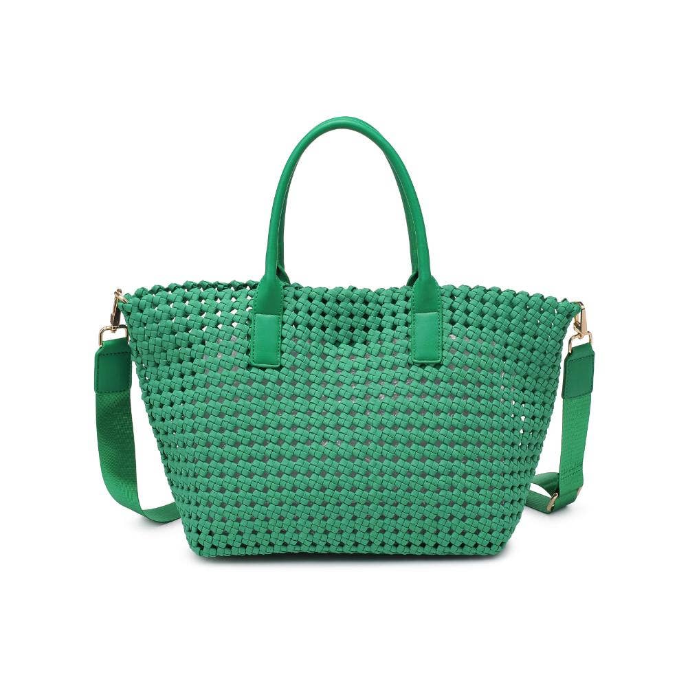 Solstice - Medium  Hand Woven Knot Tote: Kelly Green
