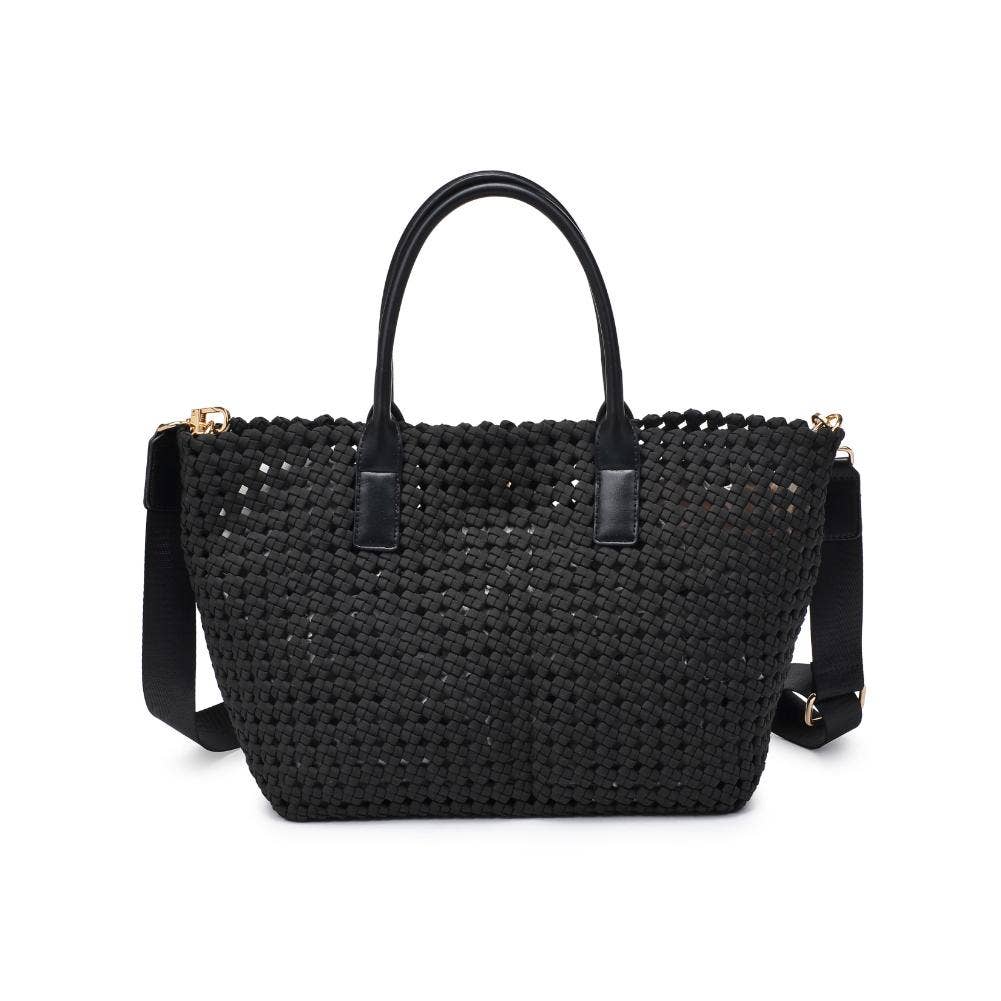 Solstice - Medium  Hand Woven Knot Tote: Black