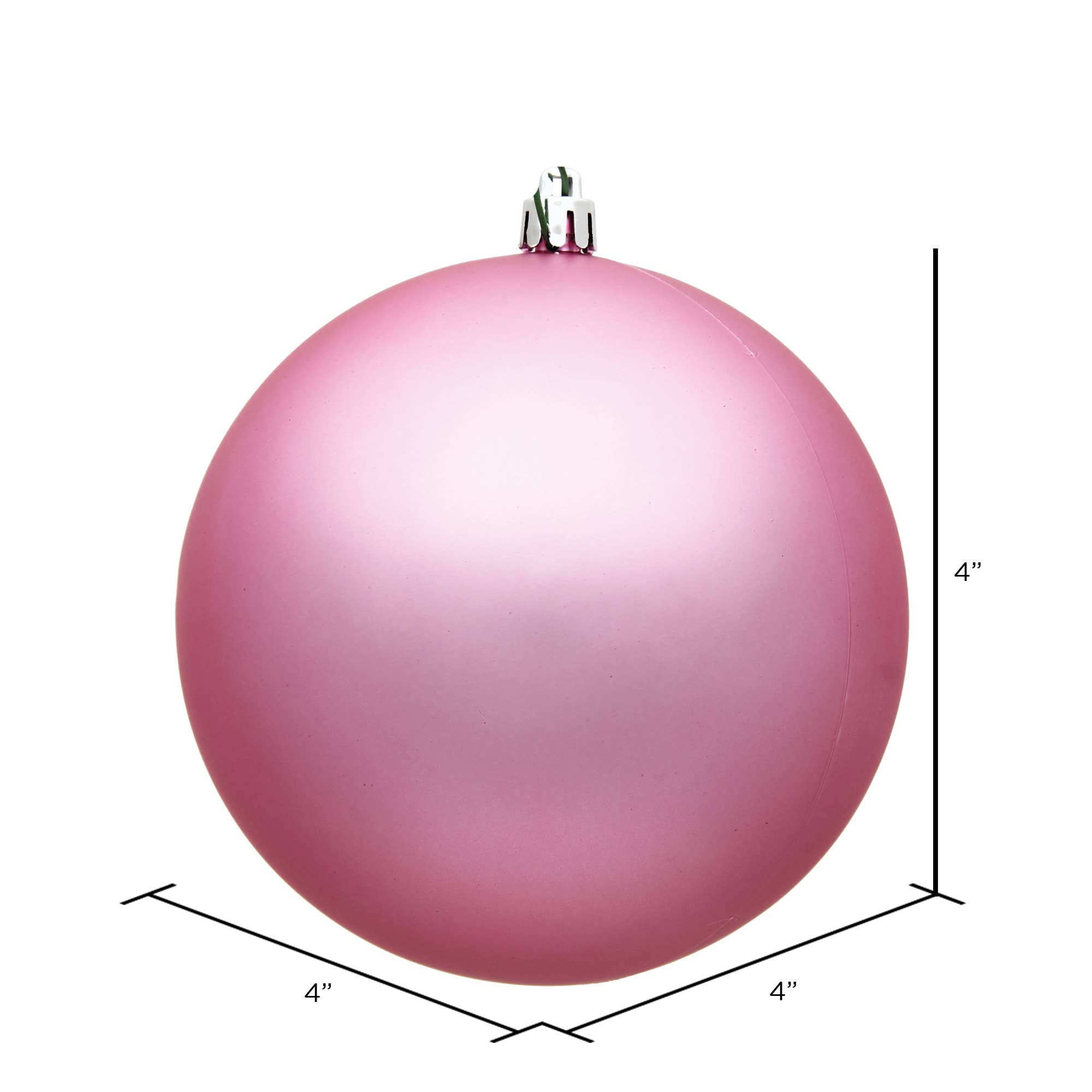 Vickerman 4" Pink Matte Ball Ornament: Pink / Plastic / 4"