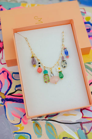 Dainty Colorful Charm Beaded Necklace