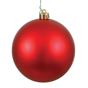 Vickerman 8" Red Matte Ball Ornament: Red / Plastic / 8"