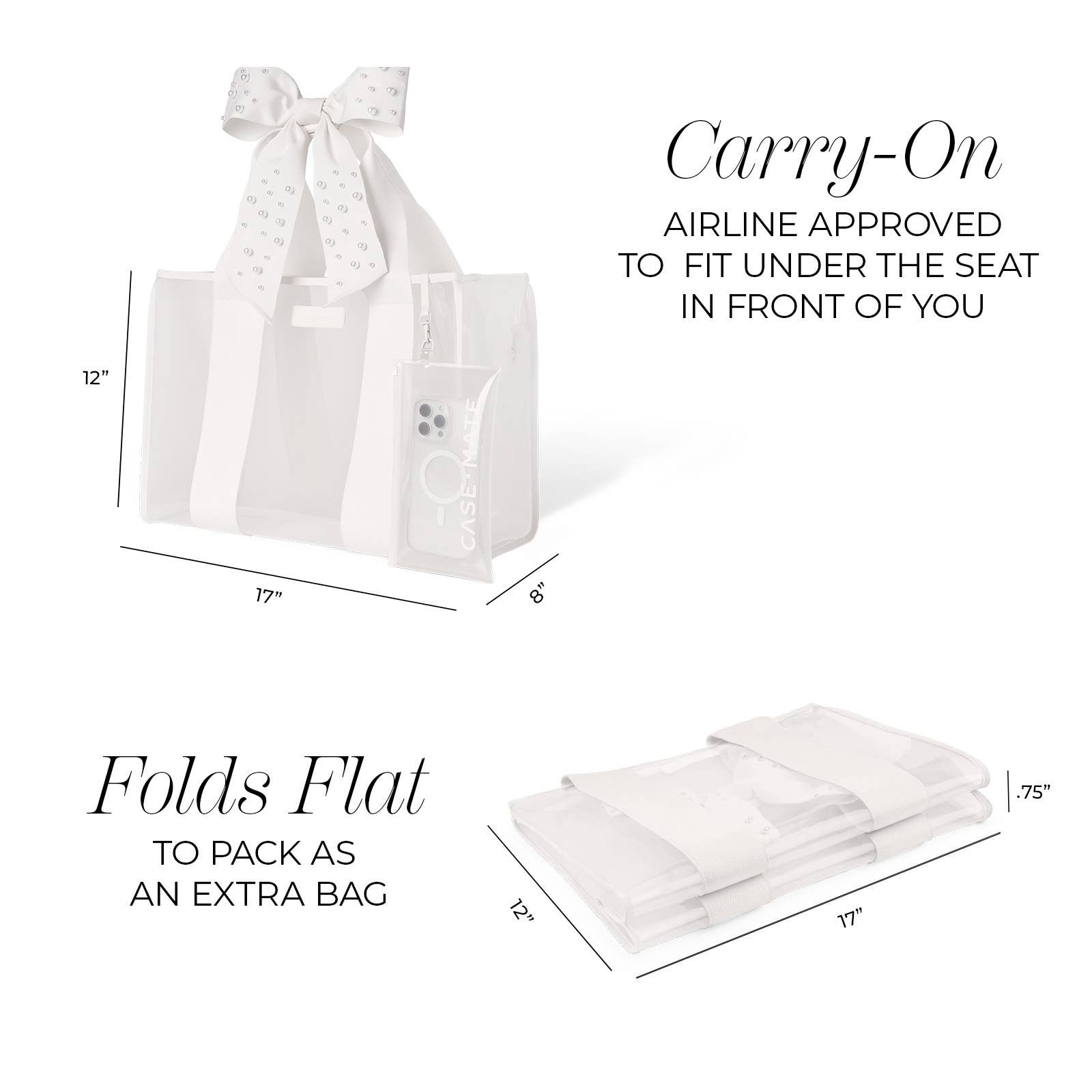 Case-Mate Ivory Pearl Bow Jelly Tote Bag