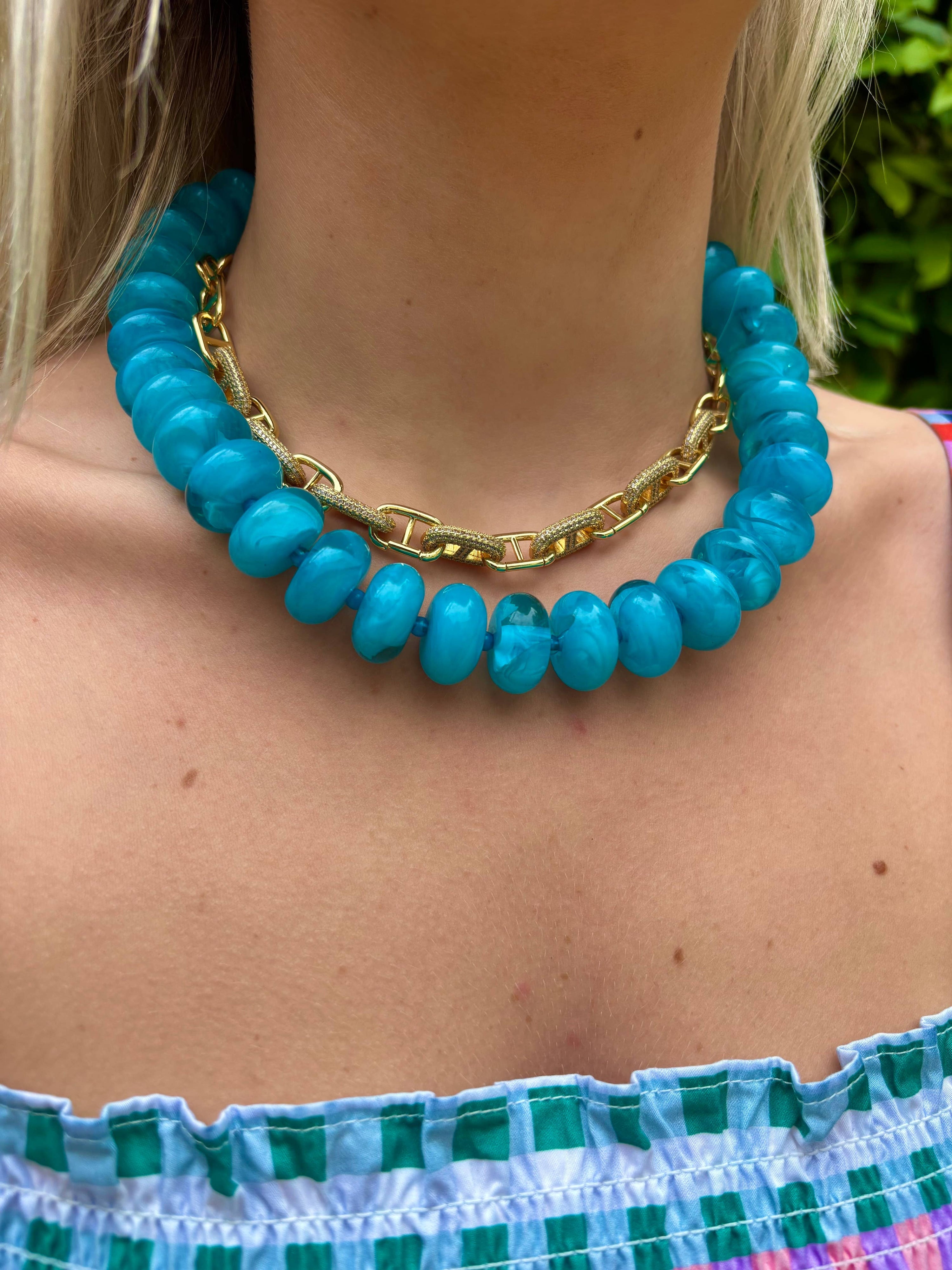 Bailey Chunky Beaded Necklace- Clear