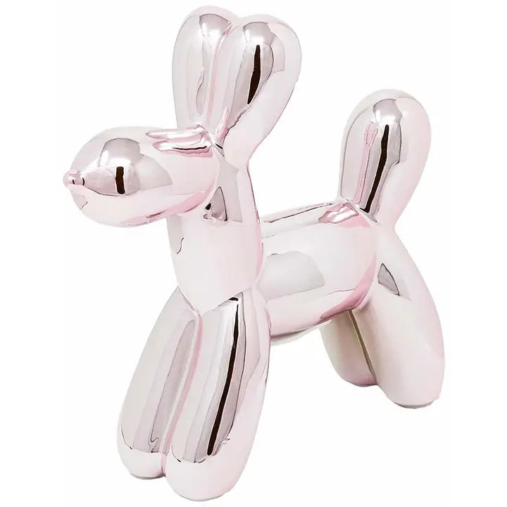 Pink Mini Ceramic Dog Piggy Bank - 7.5" Tall