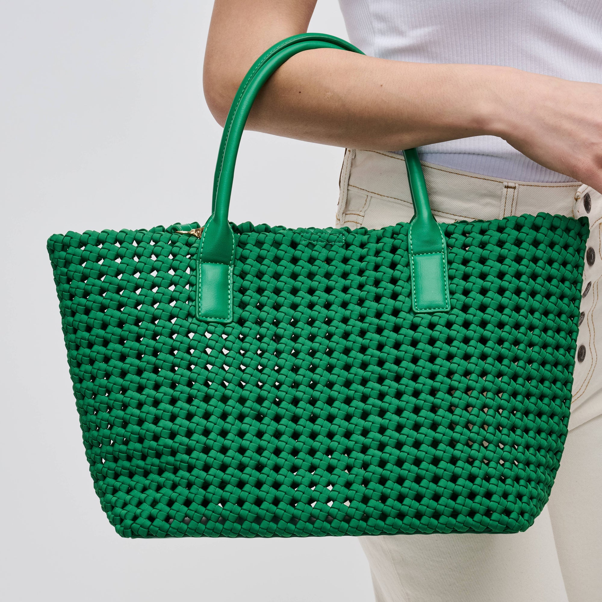 Solstice - Medium  Hand Woven Knot Tote: Kelly Green