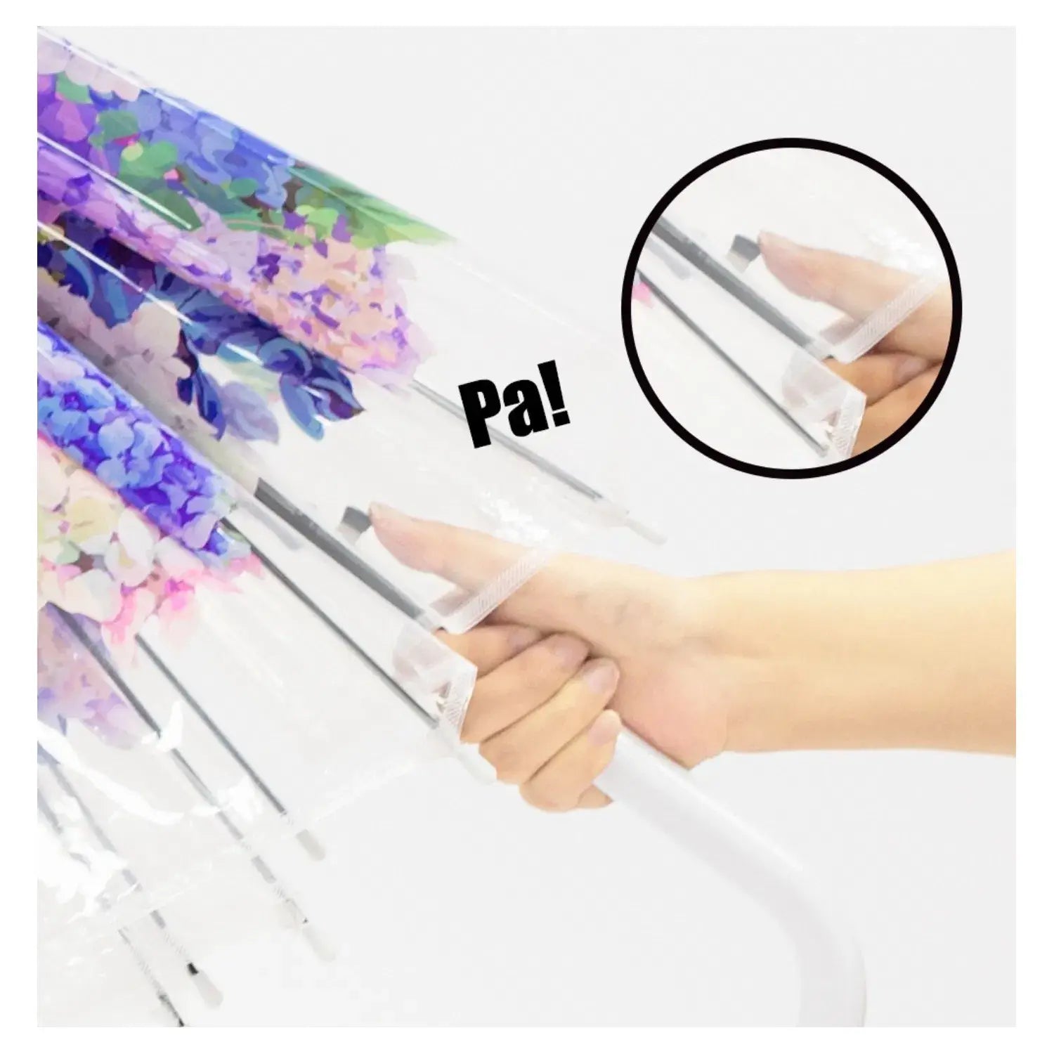 Ladies Spring Flower Dome Shape Plastic Long Stick  Umbrella: Purple