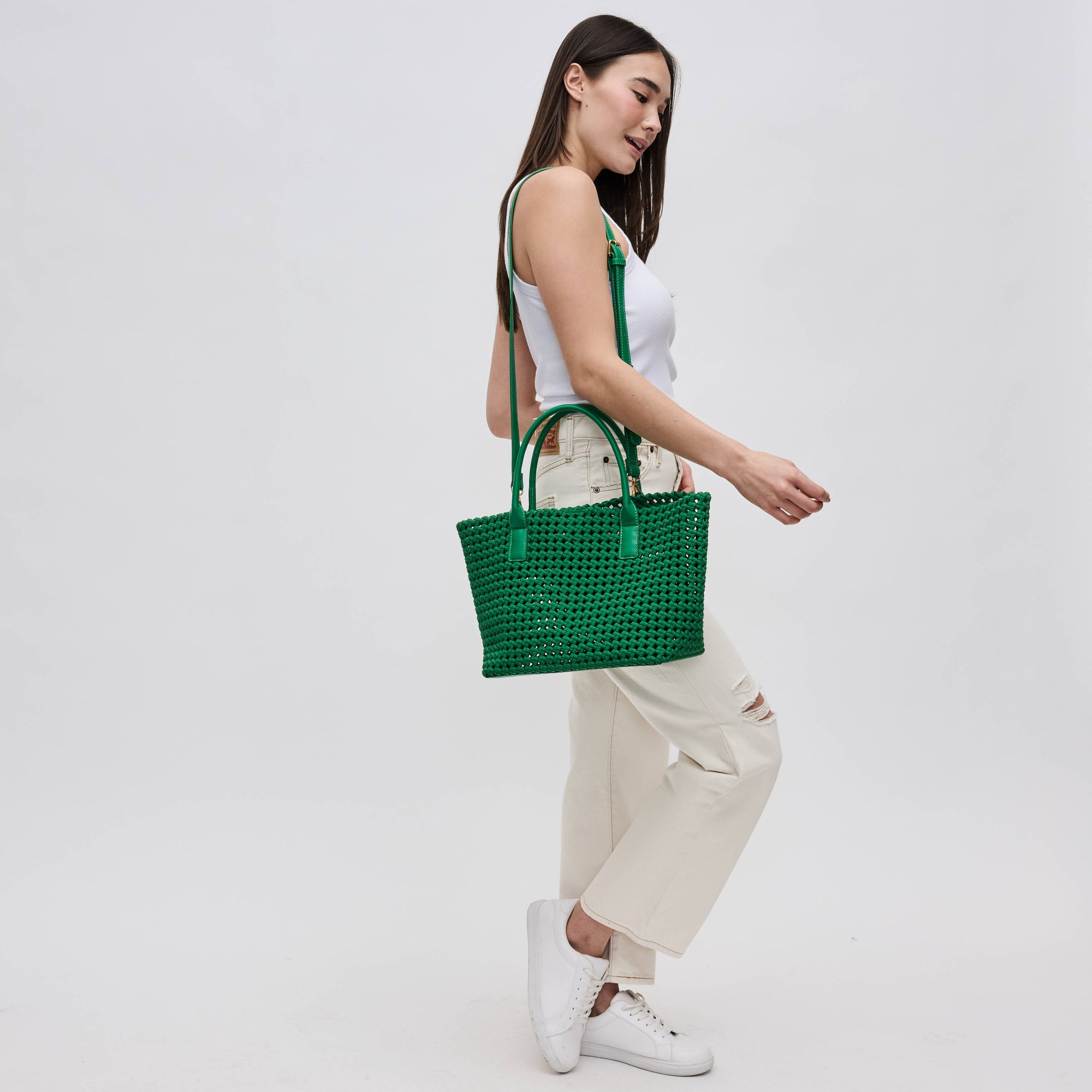 Solstice - Medium  Hand Woven Knot Tote: Kelly Green