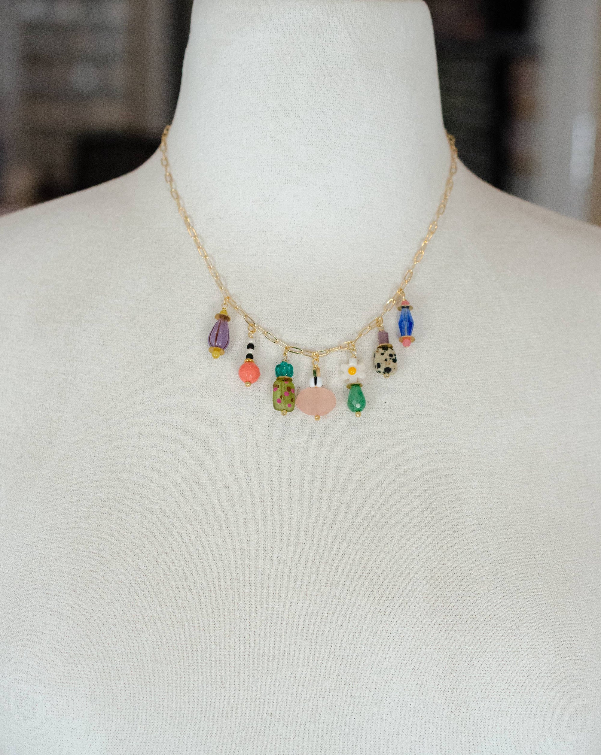 Dainty Colorful Charm Beaded Necklace