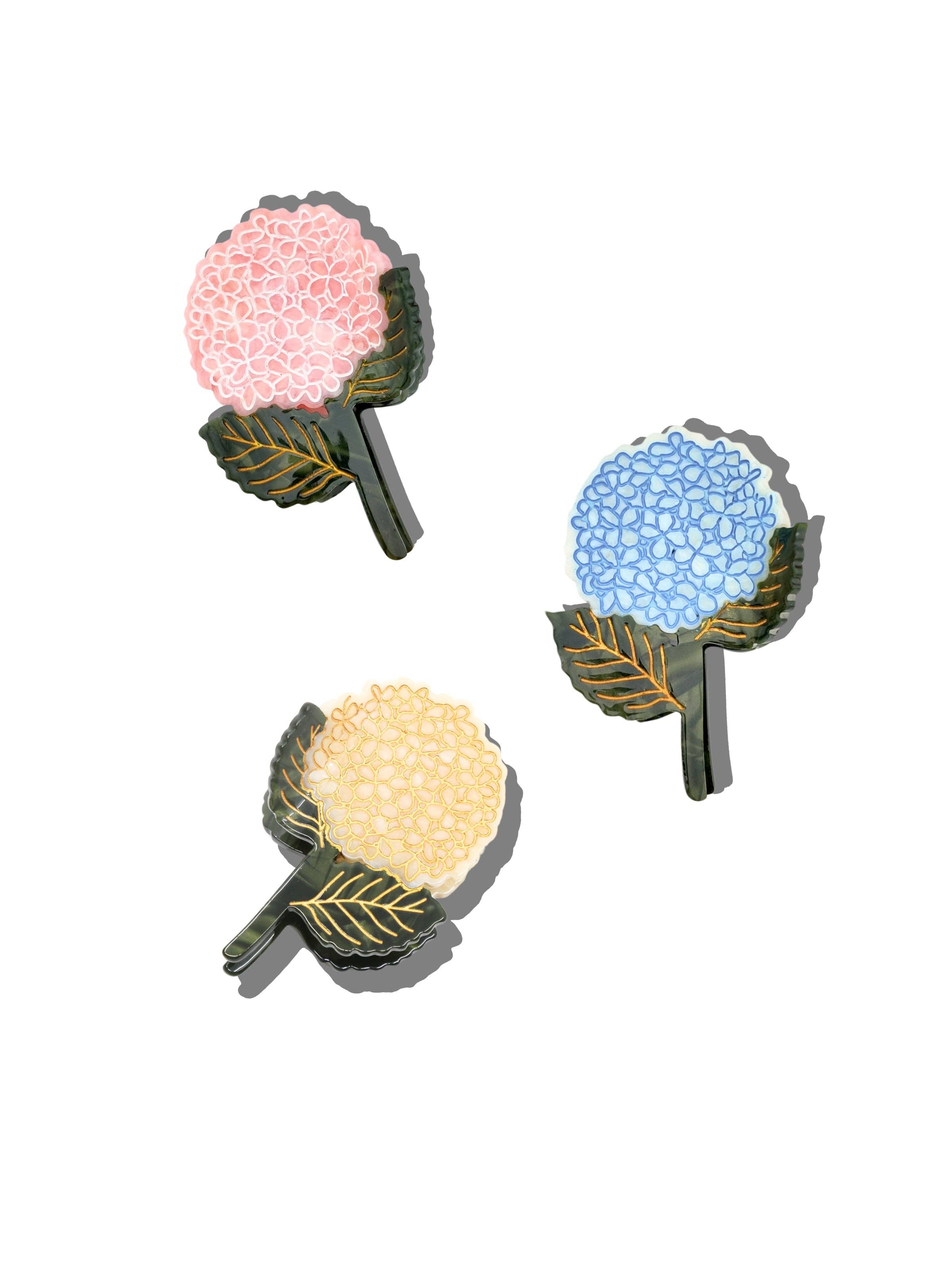 Hand-painted Hydrangea Claw Hair Clip | Eco-Friendly: Baby Blue