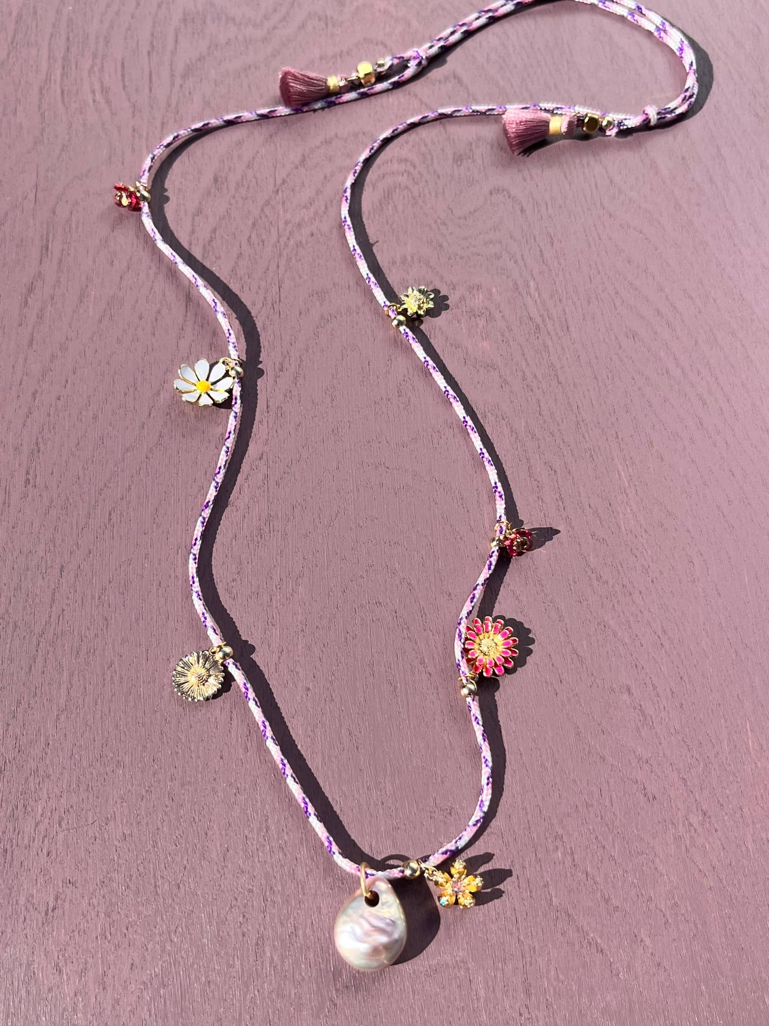 Daisy Pearl Charm Necklace