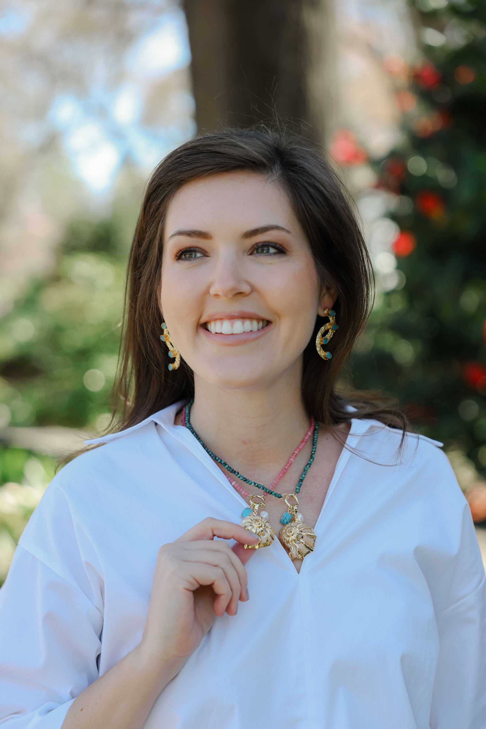 Pink Beaded Necklace + Seashell Pendant Necklace