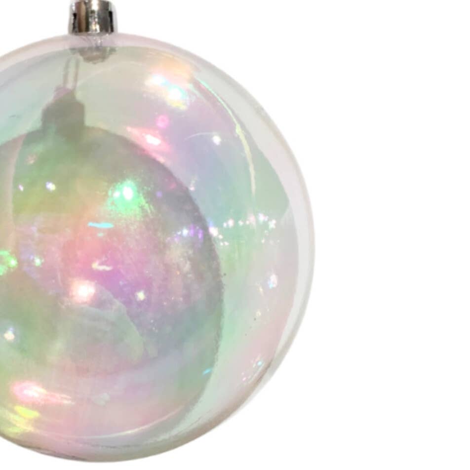 Clear Iridescent Plastic Ball Christmas  Ornament 4"