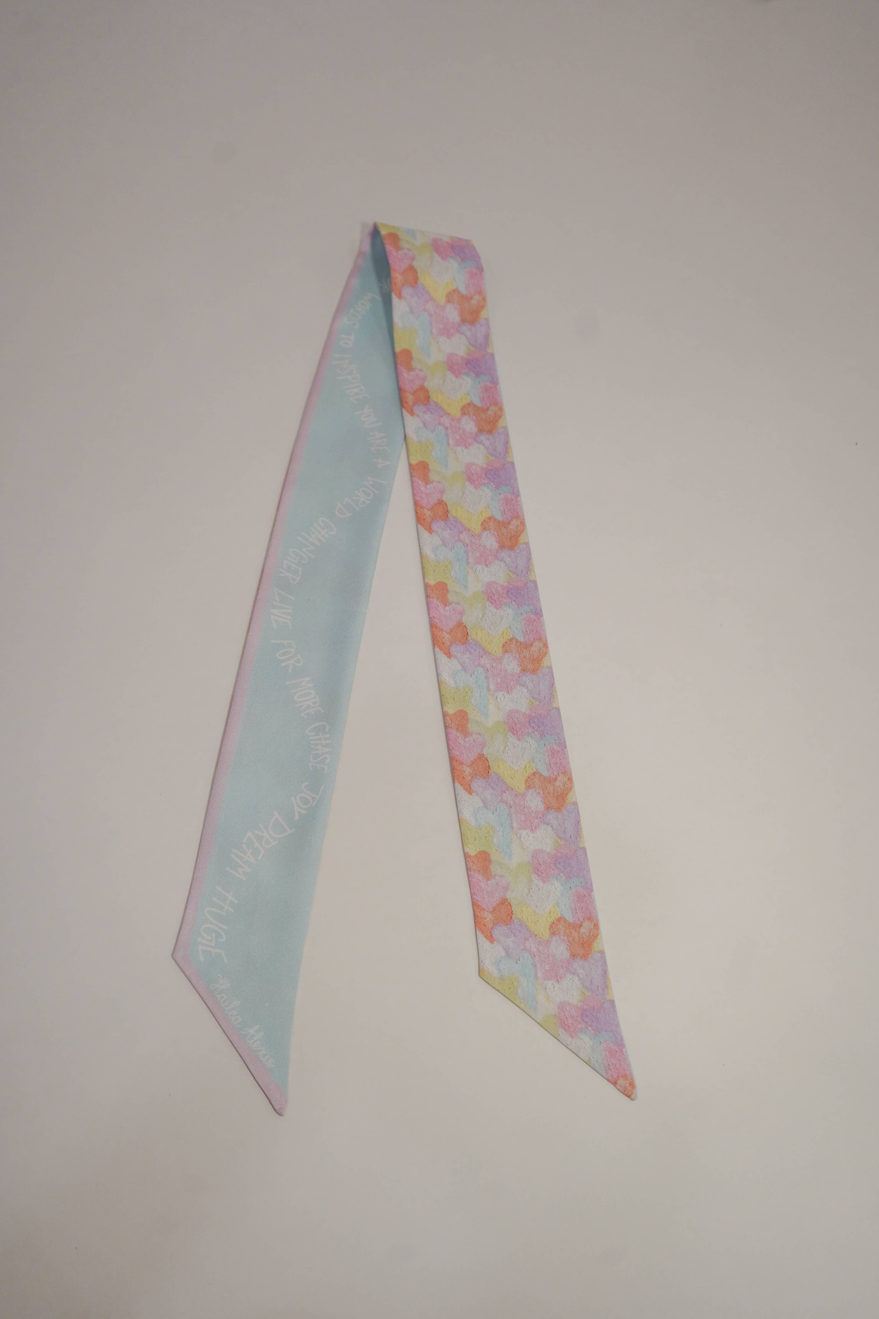 100% Silk Twilly Scarf- Heart of Love