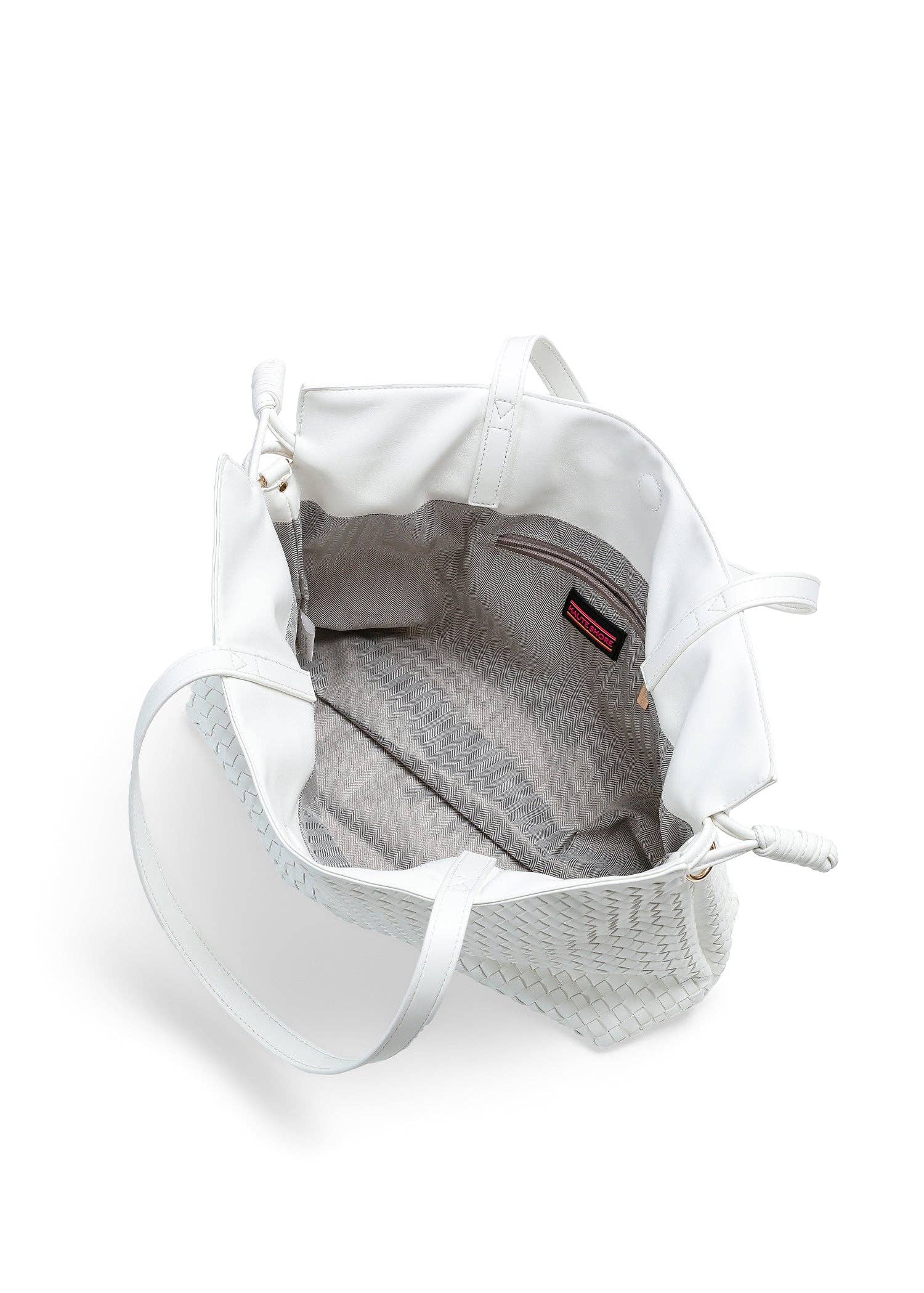 Cinched Woven Vegan Leather Tote- Reese Cloud