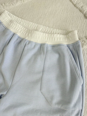 Blue and White Mini Striped Sweatpants: Blue/White Mini Stripes