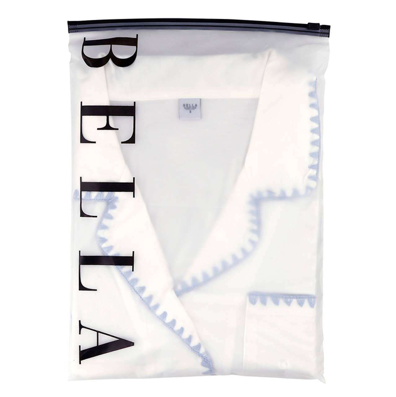 Short Bamboo PJ Set - White + Spa Blue Whip Stitch: 93% Bamboo/ 7% Spandex / Large