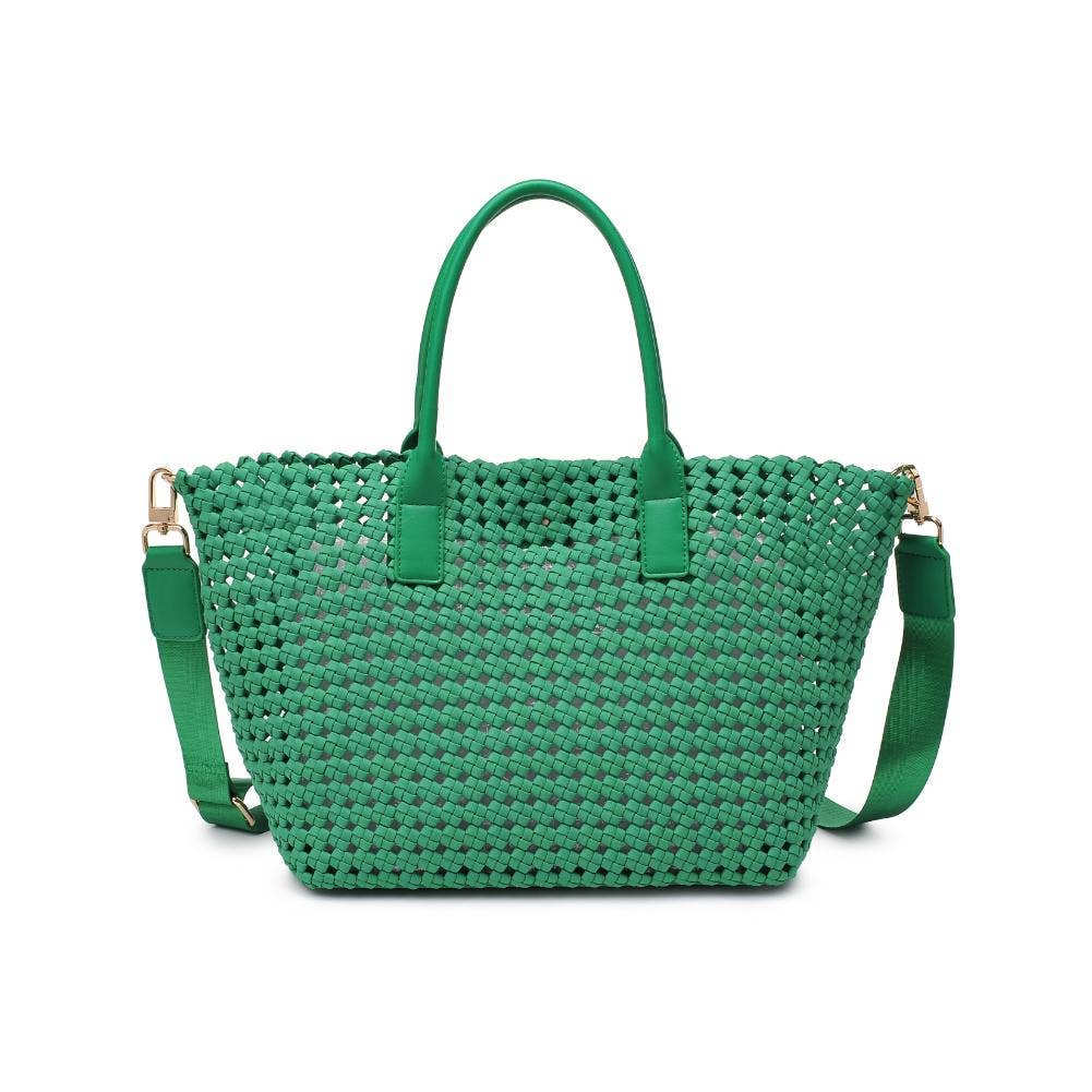 Solstice - Medium  Hand Woven Knot Tote: Kelly Green
