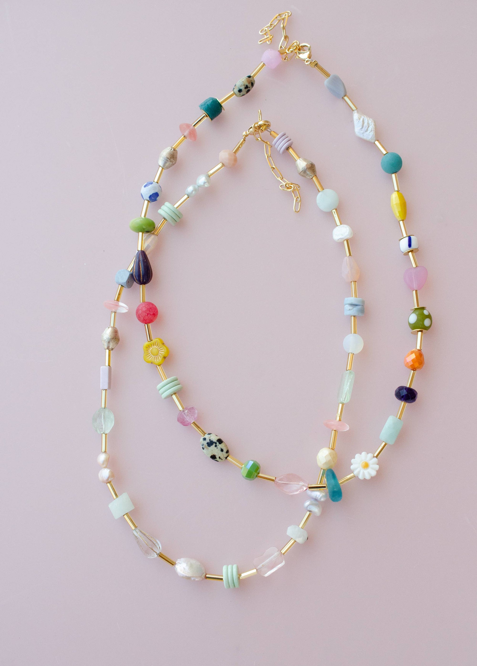 Colorful Beaded Eclectic Necklace: Bright