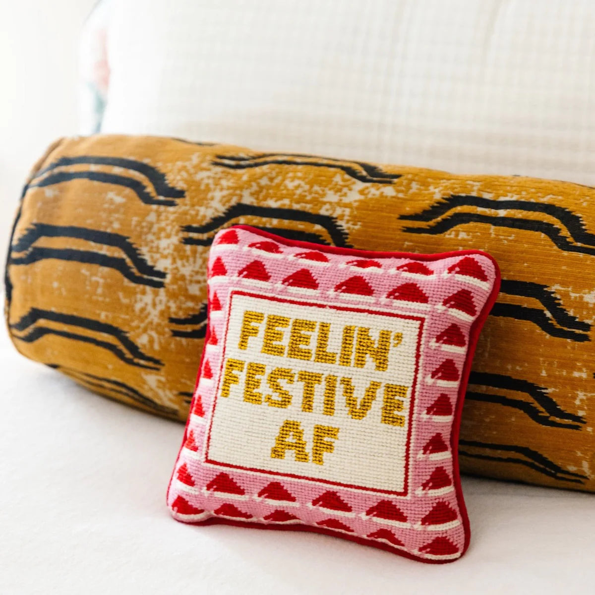 Festive AF Needlepoint Pillow - Furbish