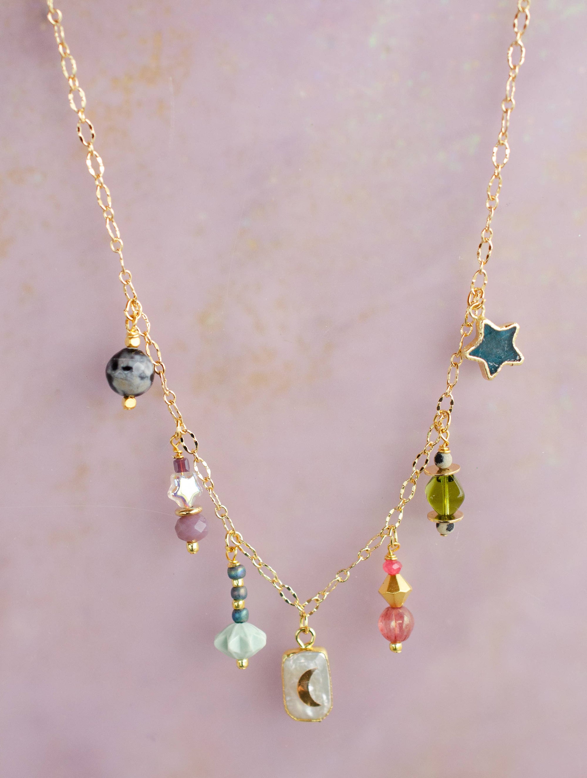 Pearl Moon Charm Necklace