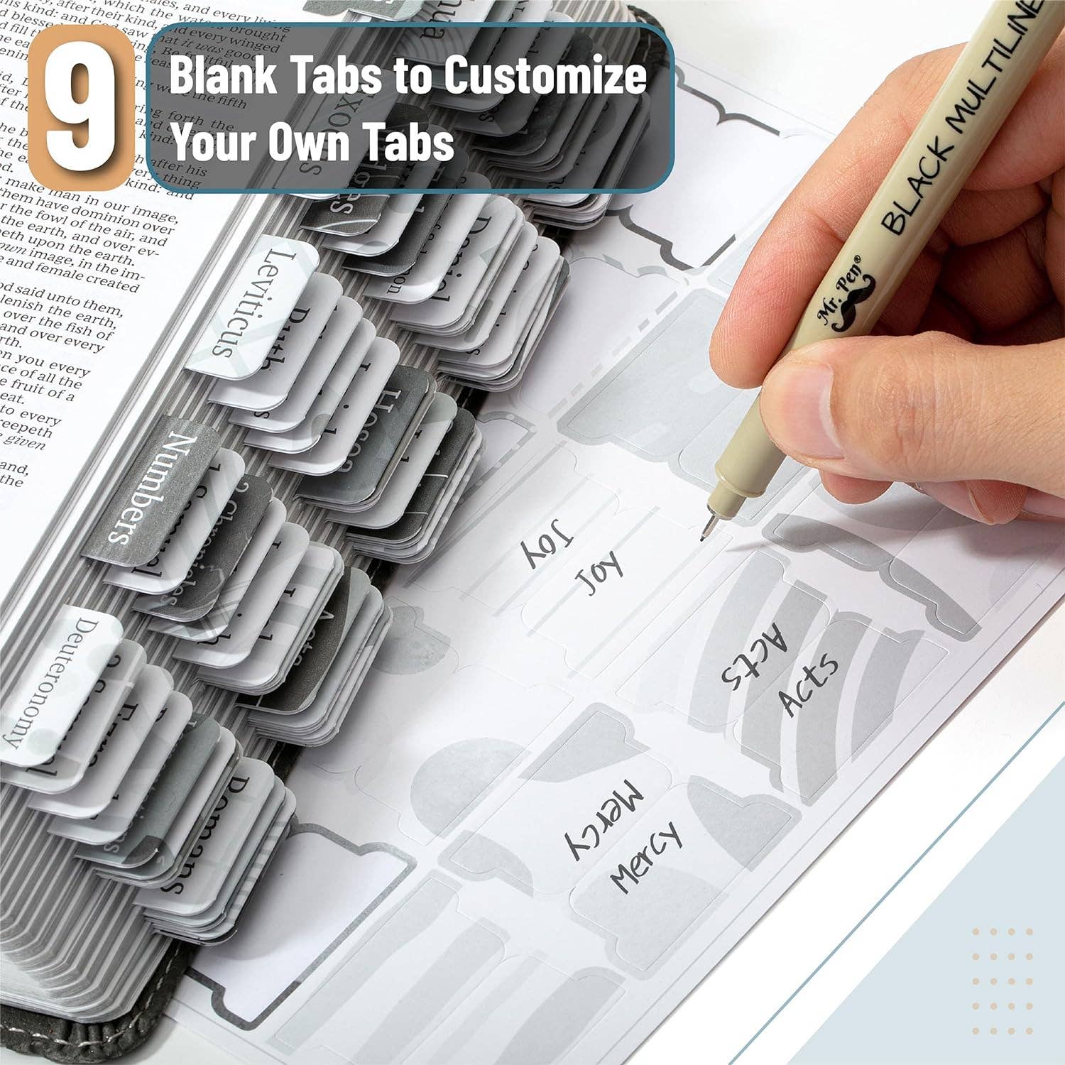 Gray Bible Tabs Laminated 75 Pack