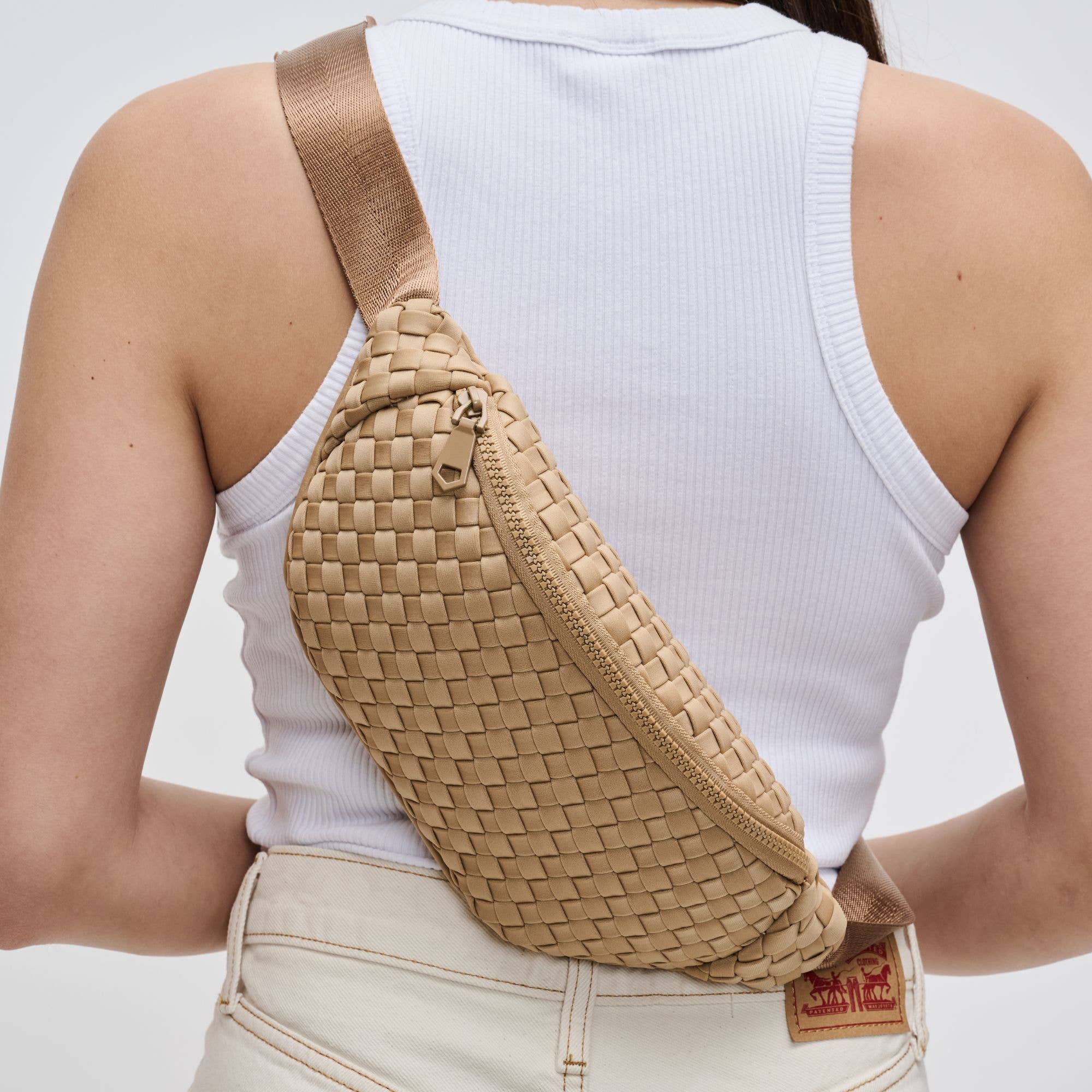 Aim High  Woven Neoprene Belt Bag: Bone