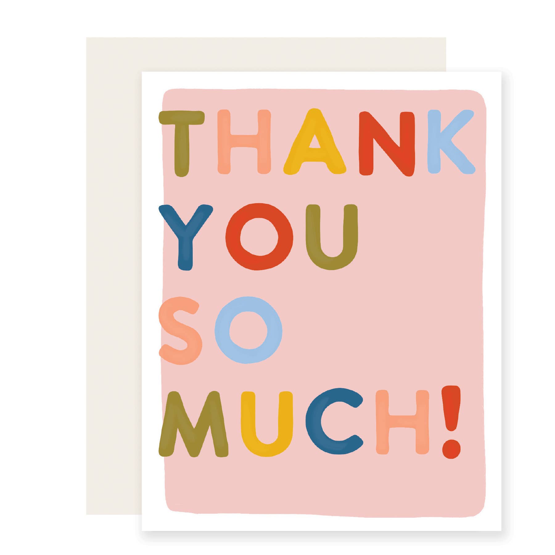 Block Letter Thank You | Colorful Thank You Card: Single
