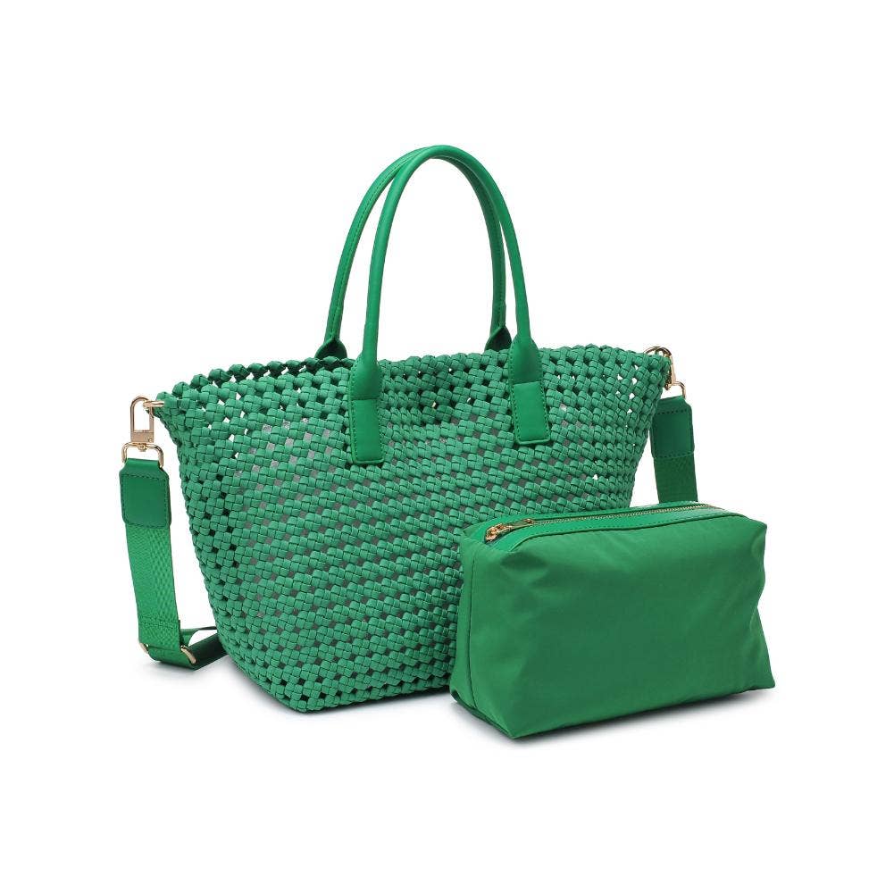 Solstice - Medium  Hand Woven Knot Tote: Kelly Green