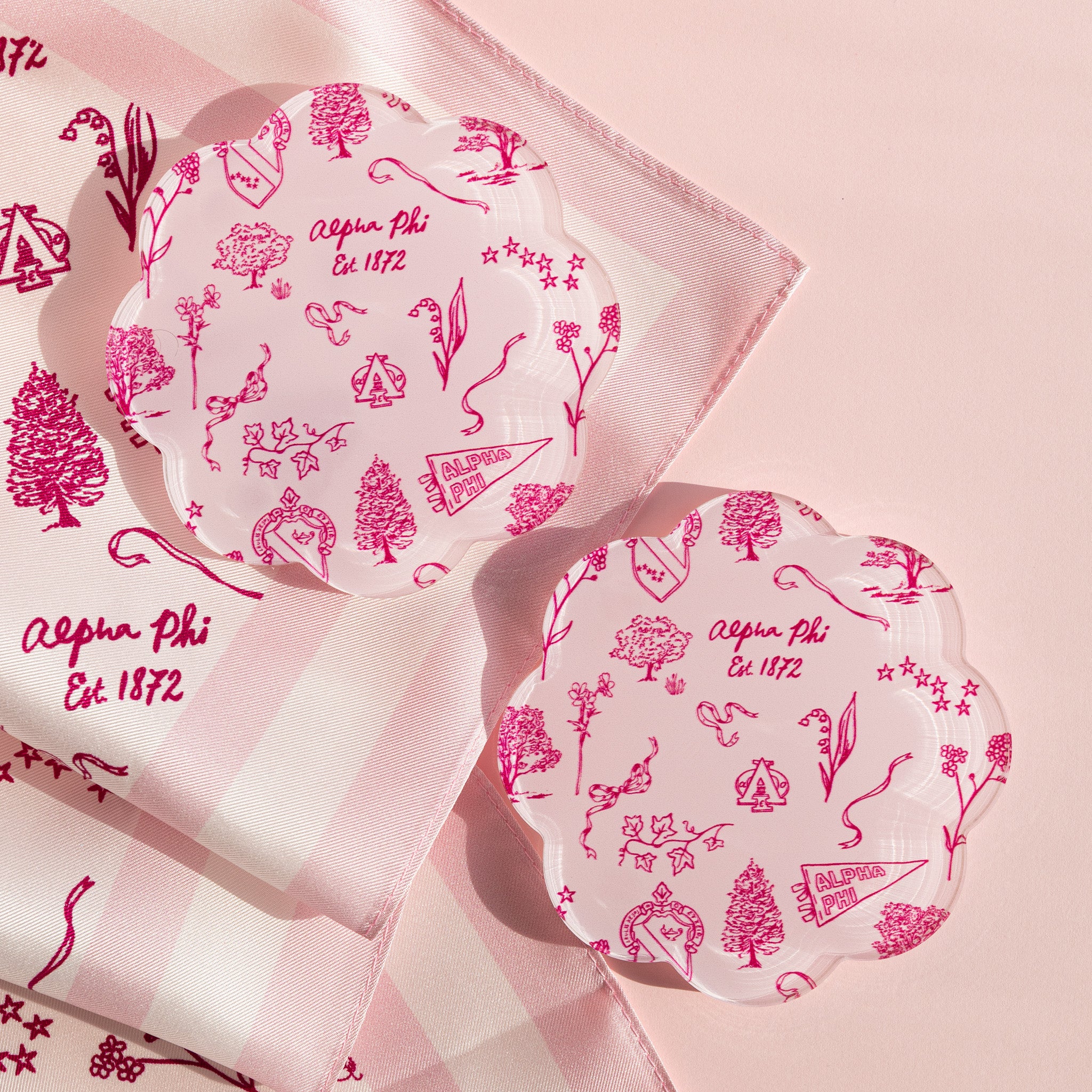 Sorority Toile Thick Acrylic Coasters (Set of 2)