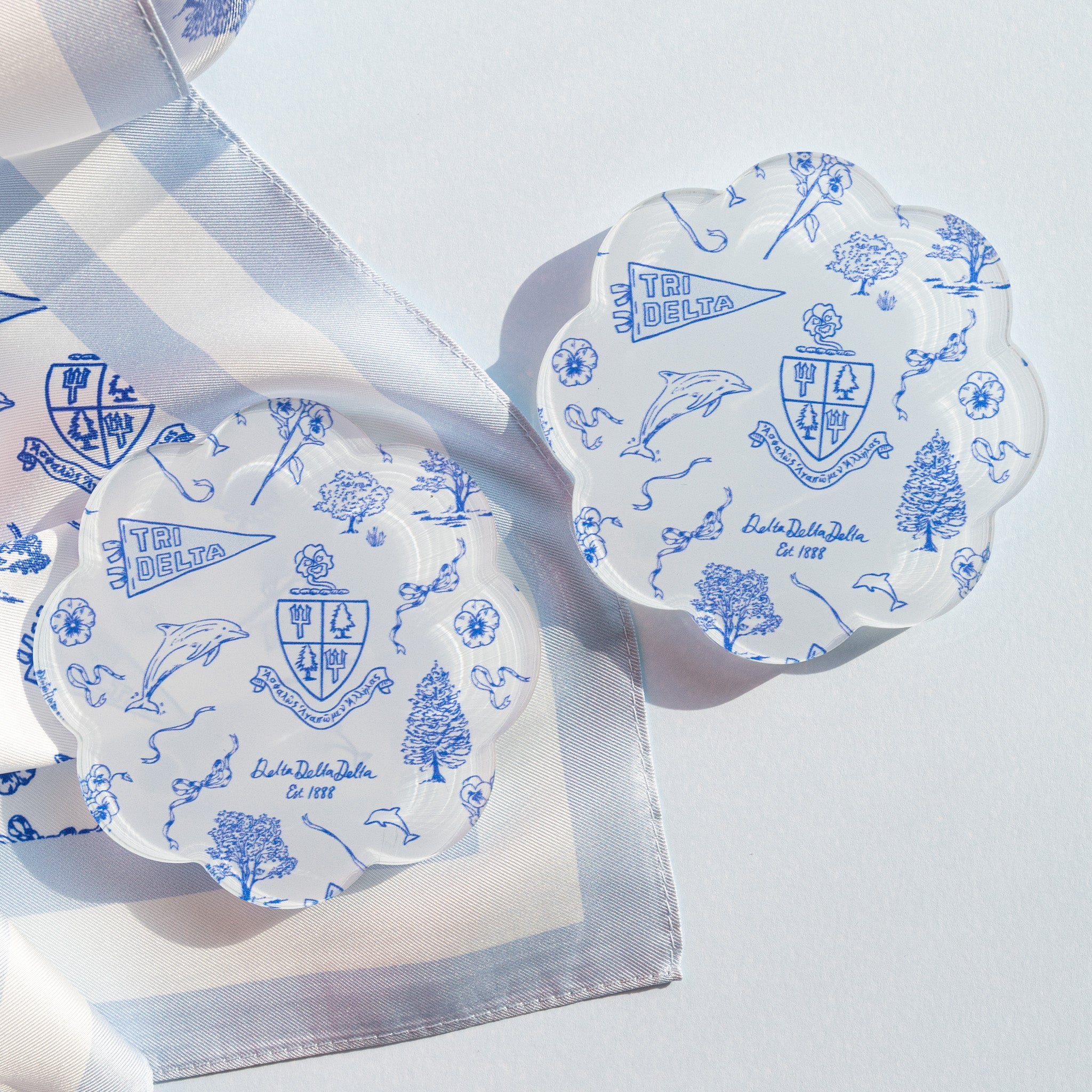 Sorority Toile Thick Acrylic Coasters (Set of 2)