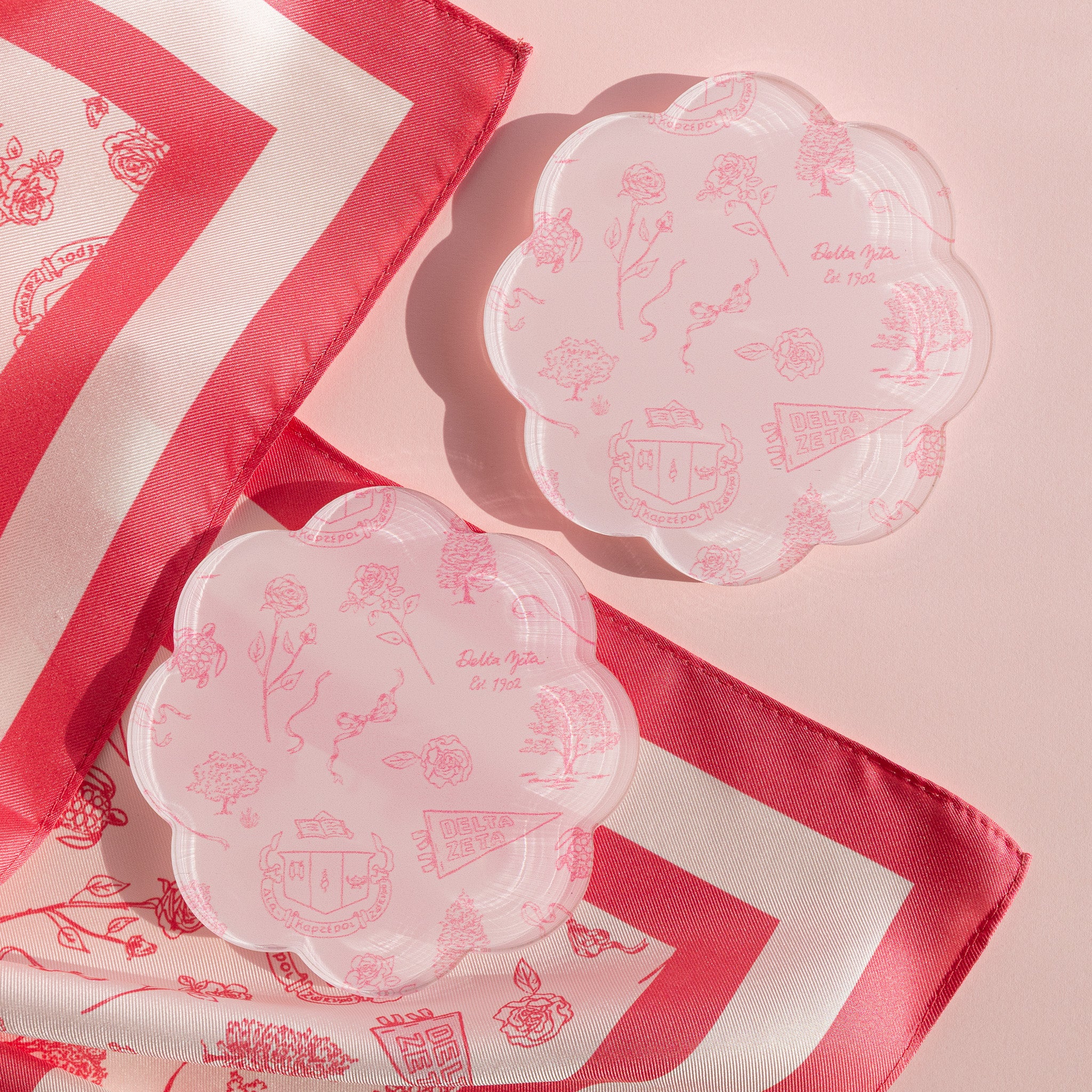 Sorority Toile Thick Acrylic Coasters (Set of 2)