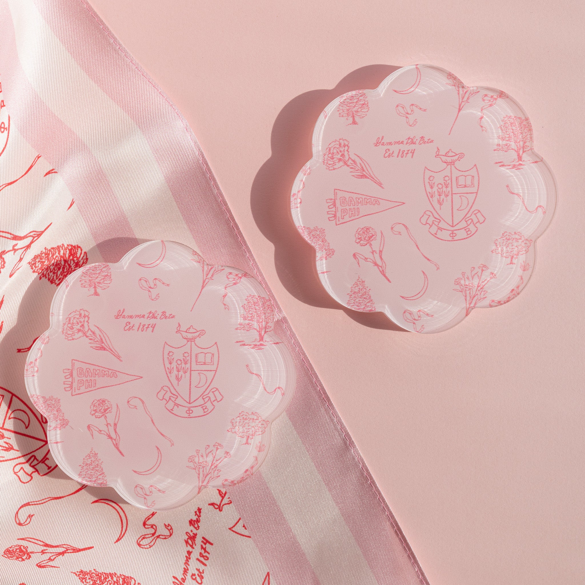 Sorority Toile Thick Acrylic Coasters (Set of 2)