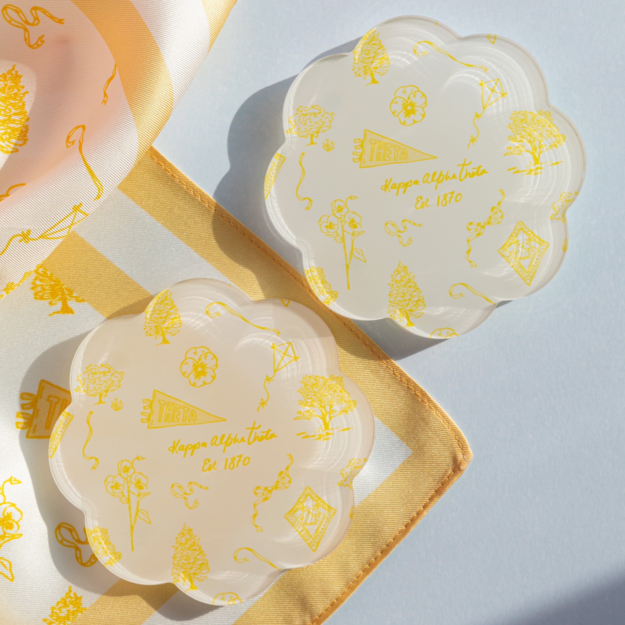 Sorority Toile Thick Acrylic Coasters (Set of 2)