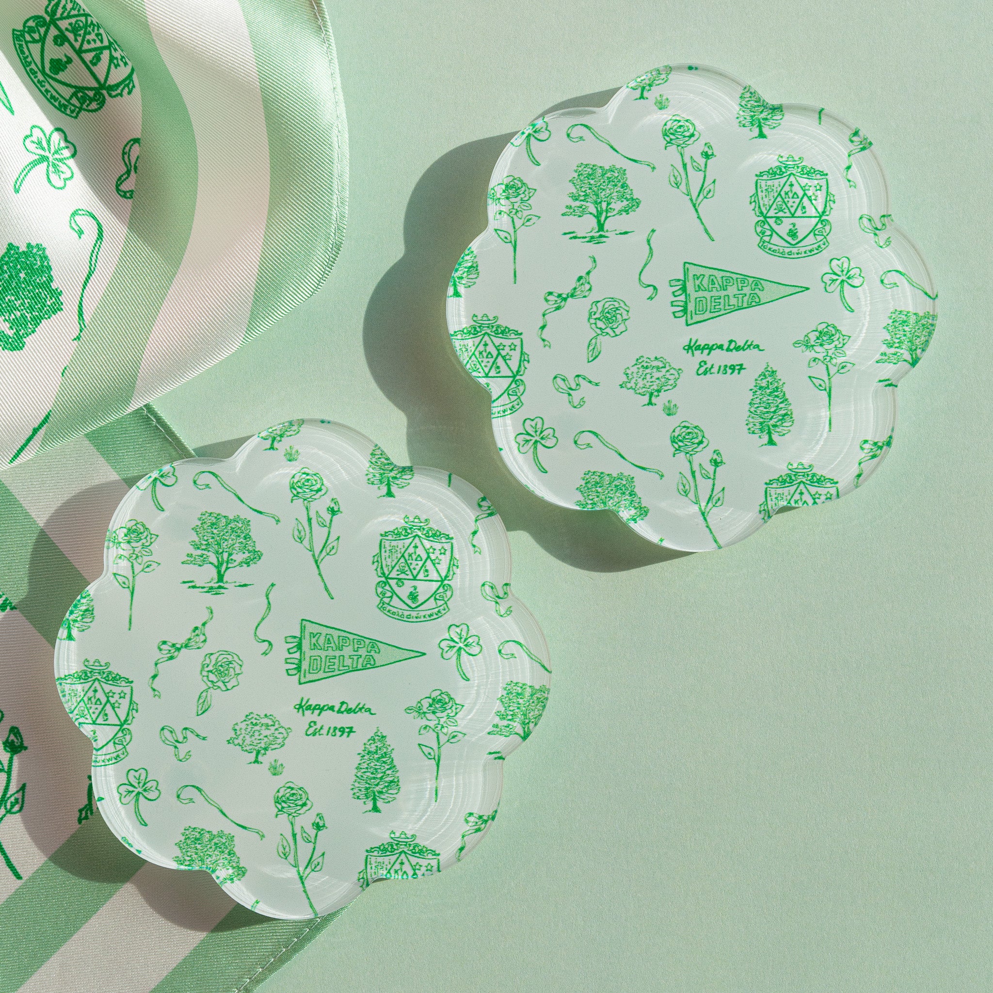 Sorority Toile Thick Acrylic Coasters (Set of 2)