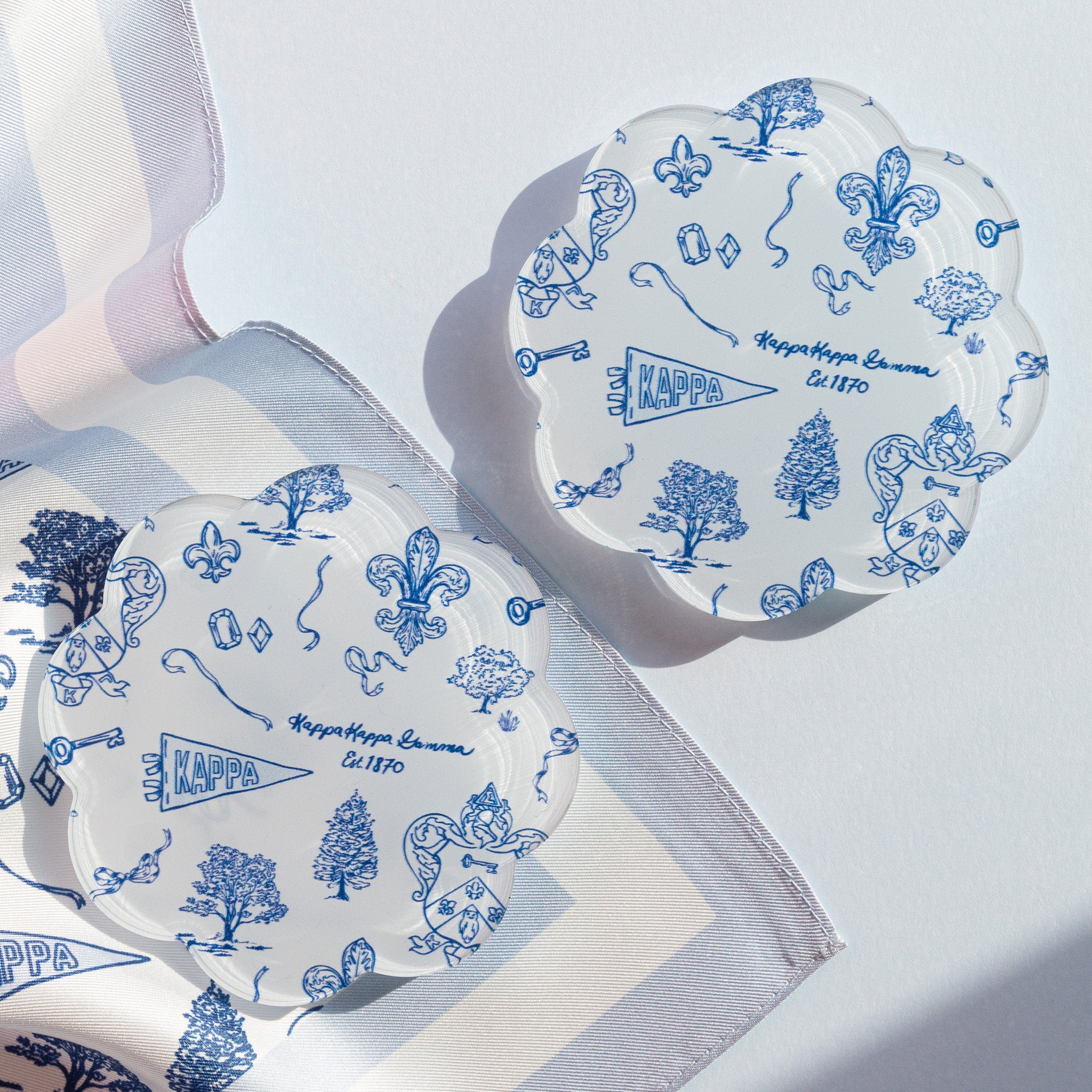 Sorority Toile Thick Acrylic Coasters (Set of 2)