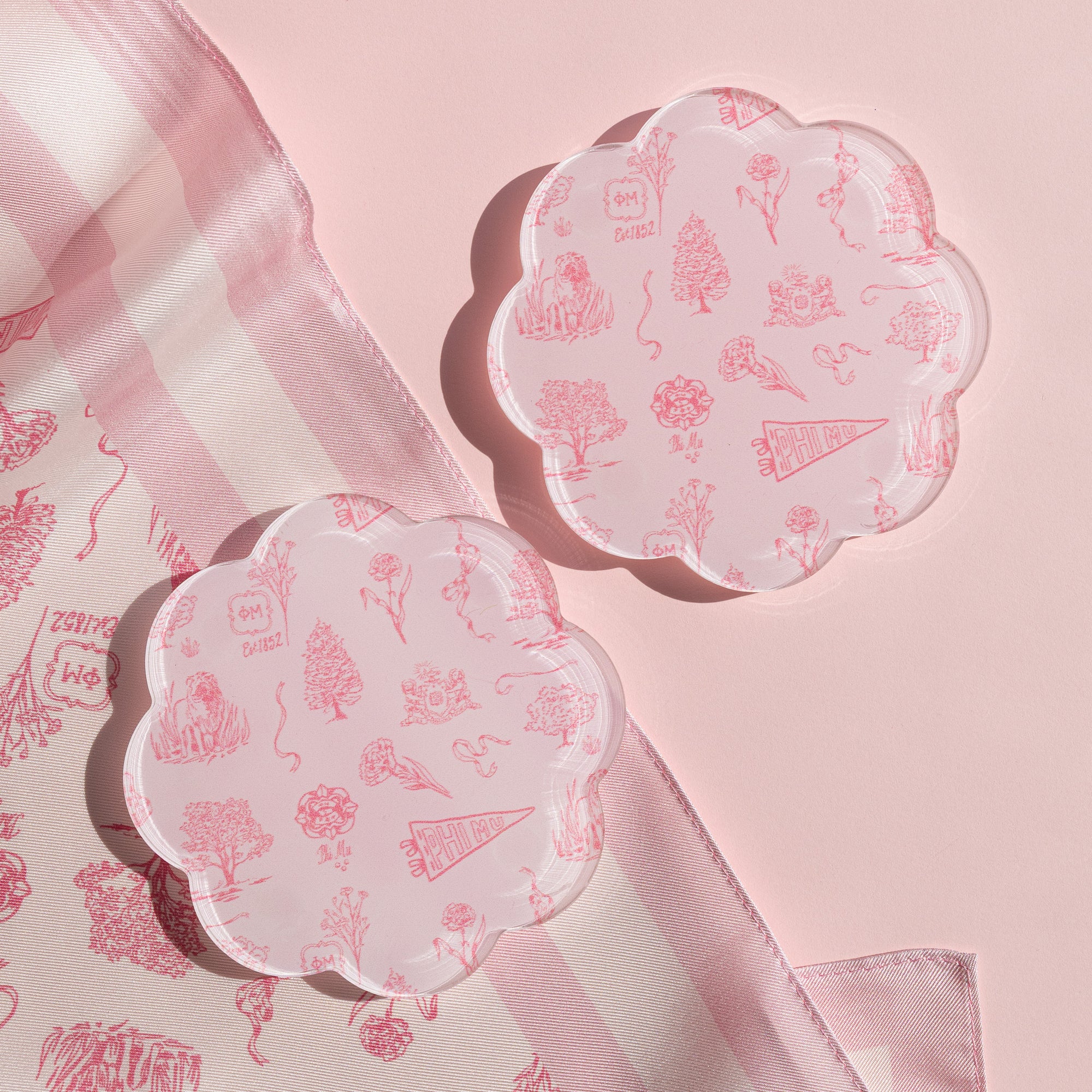 Sorority Toile Thick Acrylic Coasters (Set of 2)