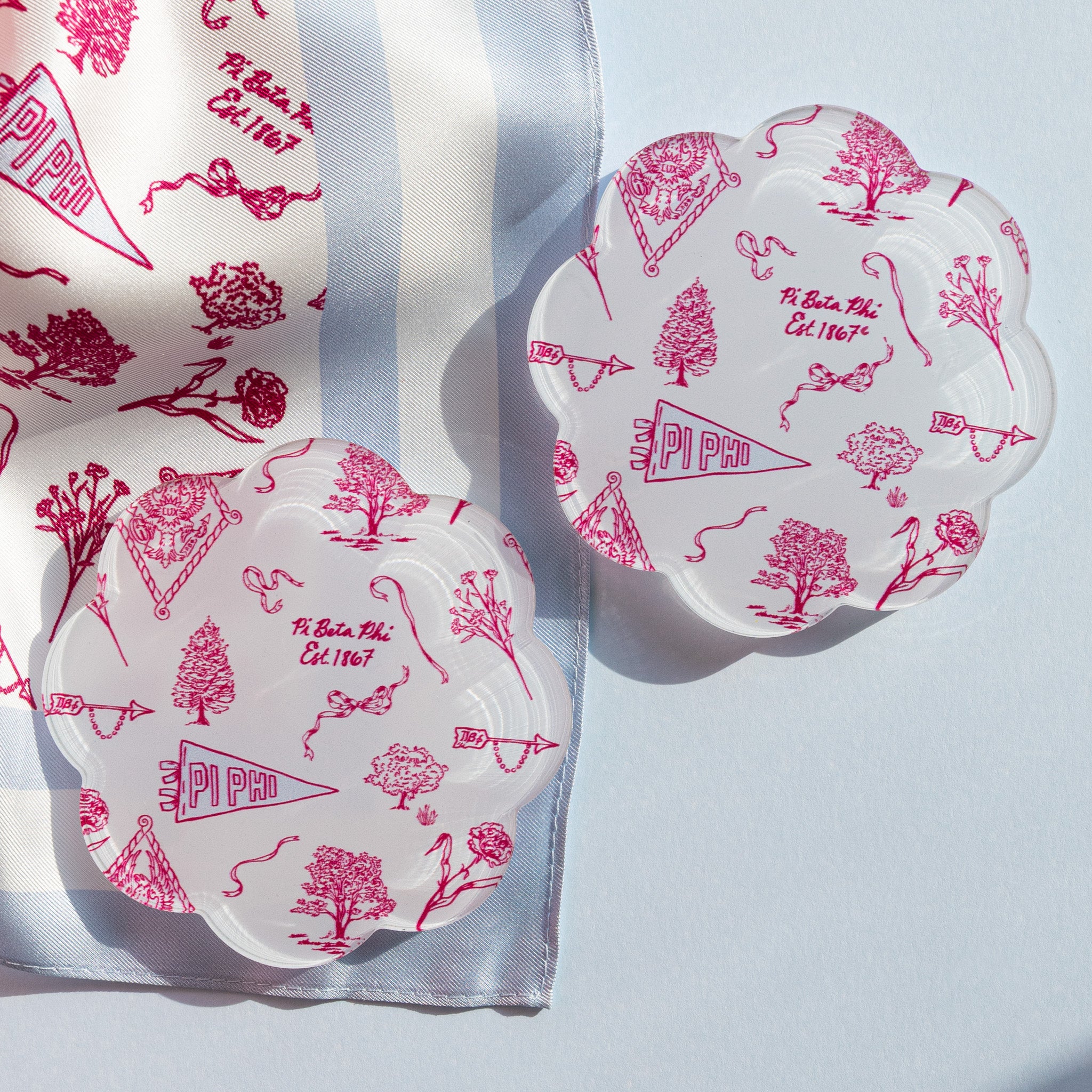 Sorority Toile Thick Acrylic Coasters (Set of 2)