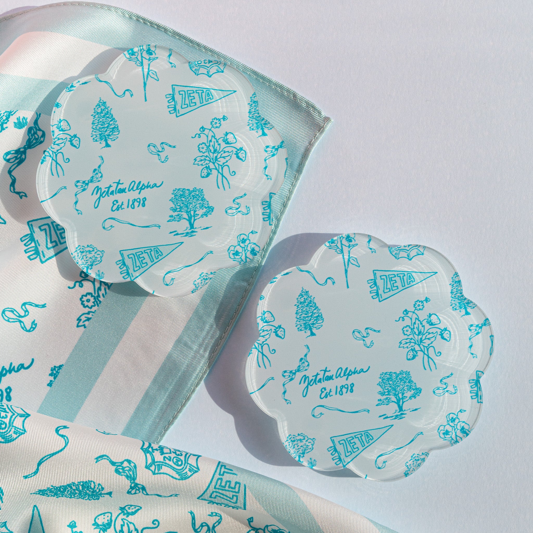 Sorority Toile Thick Acrylic Coasters (Set of 2)