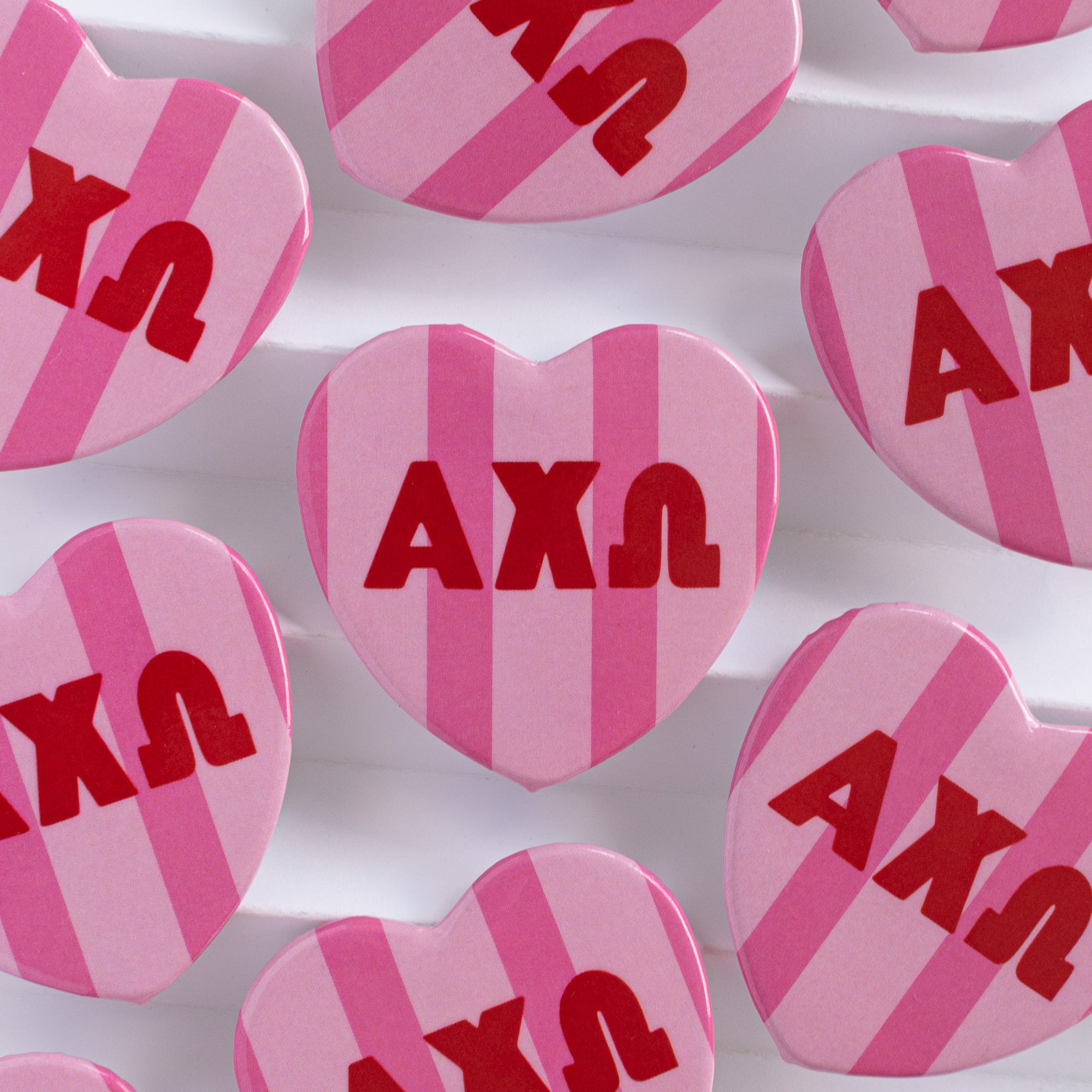 Stripe heart buttons