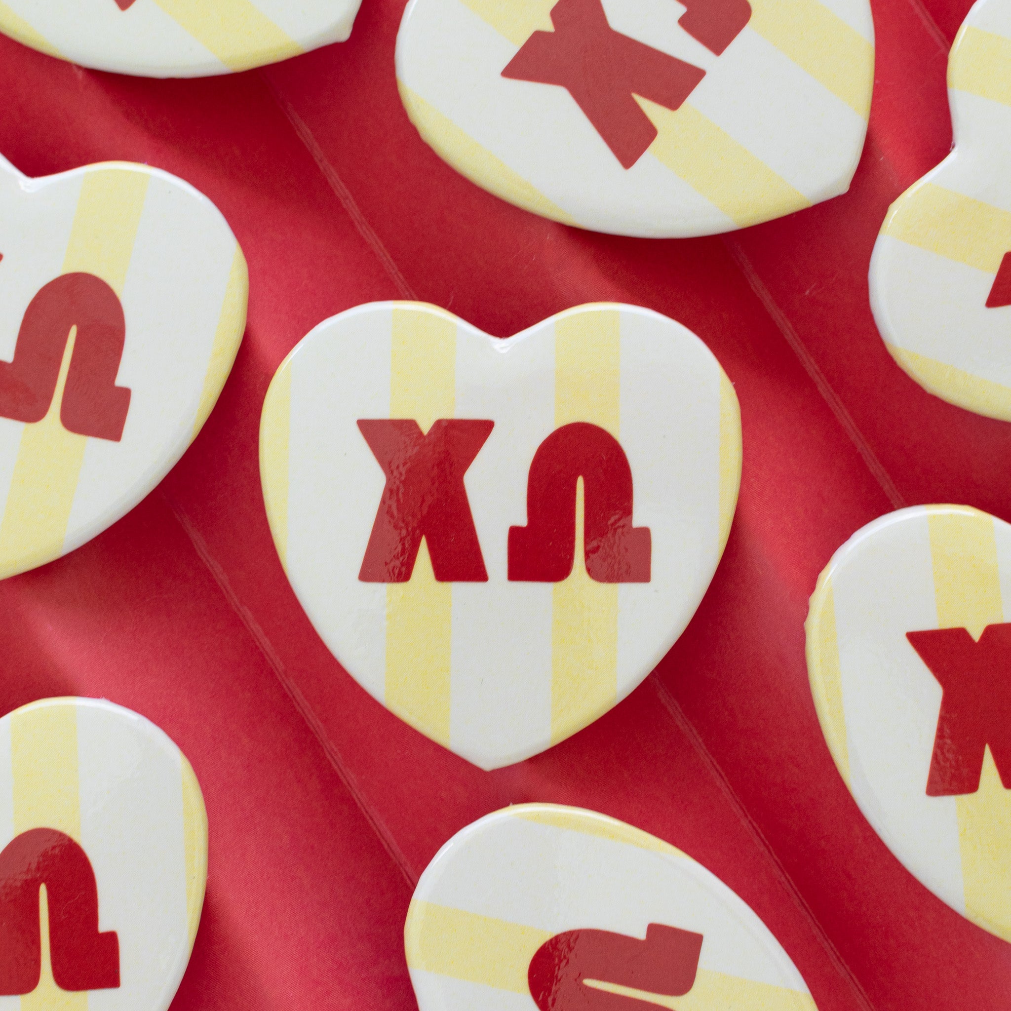 Stripe heart buttons