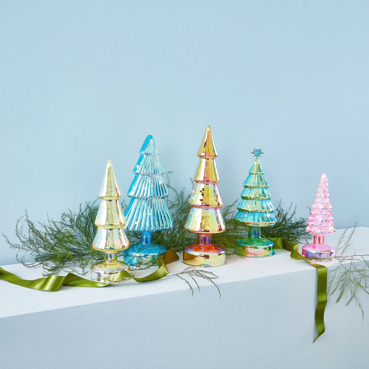 MoMA Colorful LED Lighted Trees - Set of 5 - Small