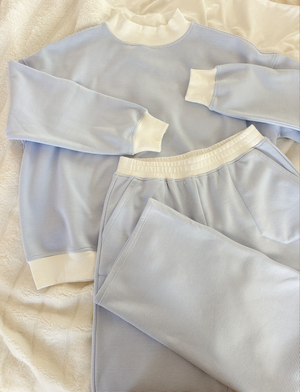 Blue and White Mini Striped Sweatpants: Blue/White Mini Stripes