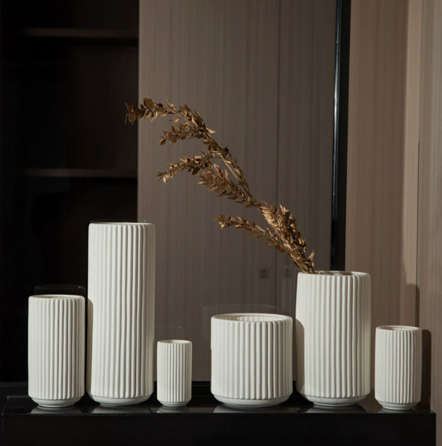Pleated Ceramic Flower Vases