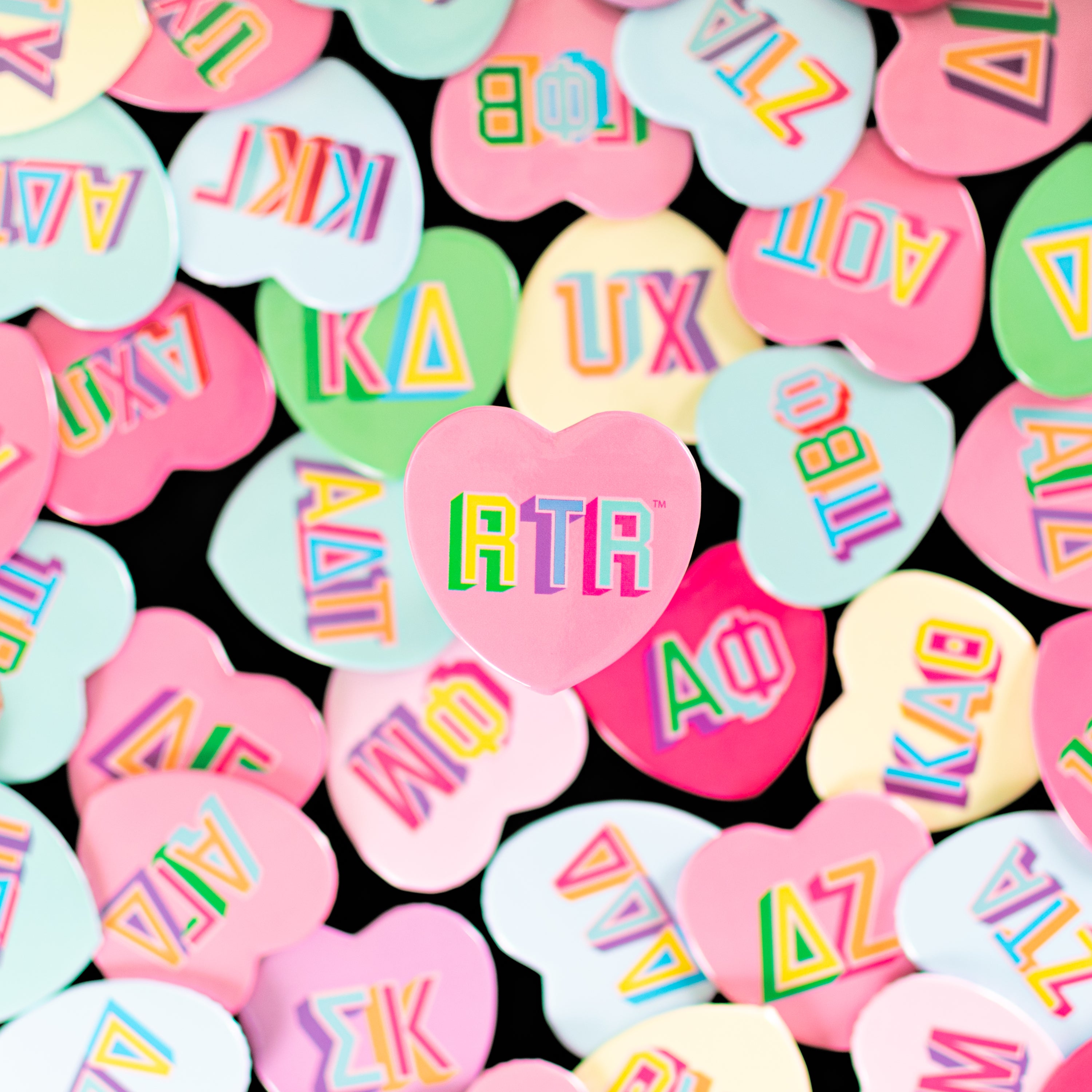 Chi Omega Block Print Heart Button