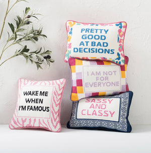 Sassy And Classy Embroidered Needlepoint Pillow