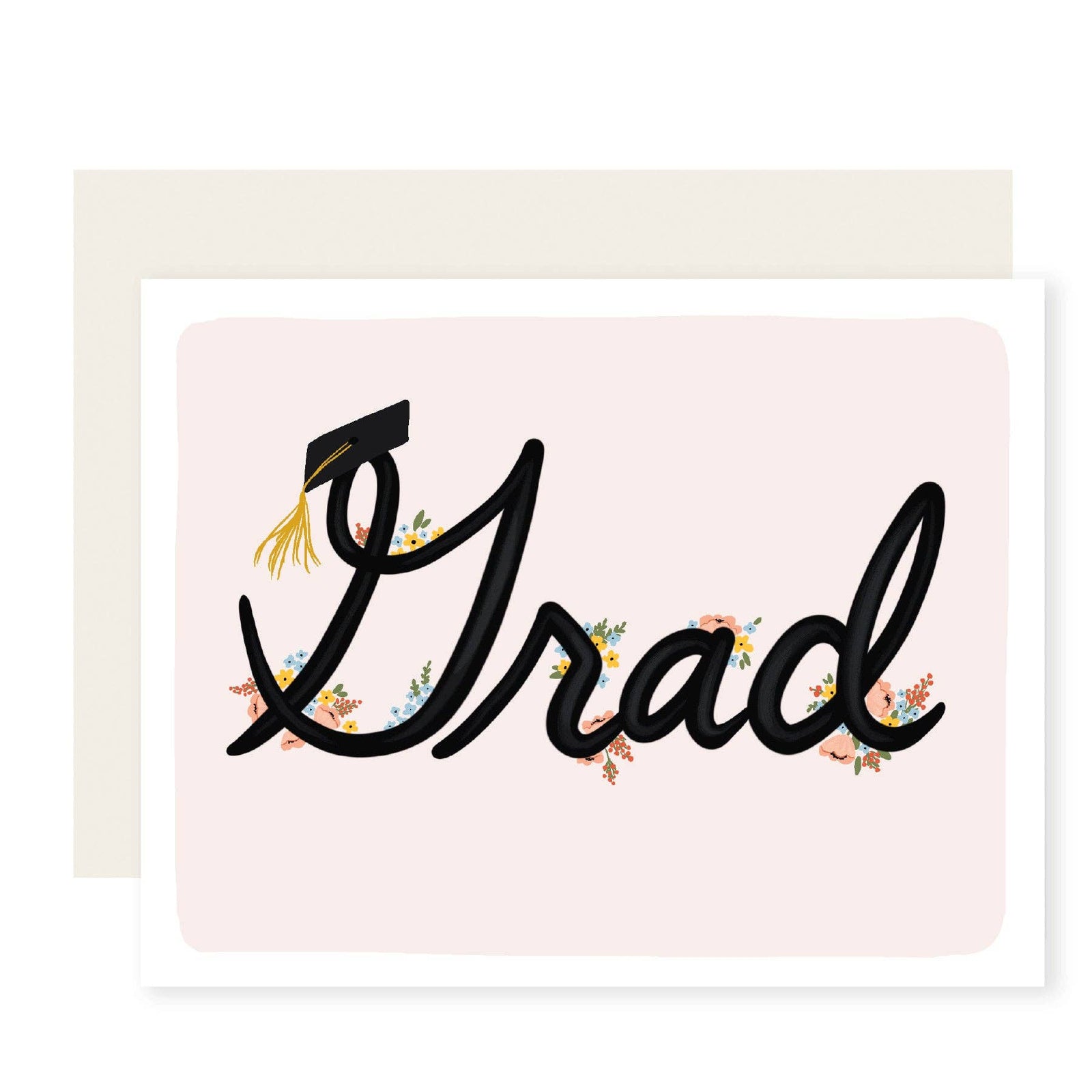 Cursive Grad Flowers