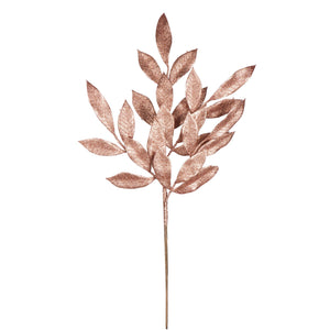 Vickerman 22" Rose Gold Glit BayLeaf Spray: Rose Gold / PE / 22"