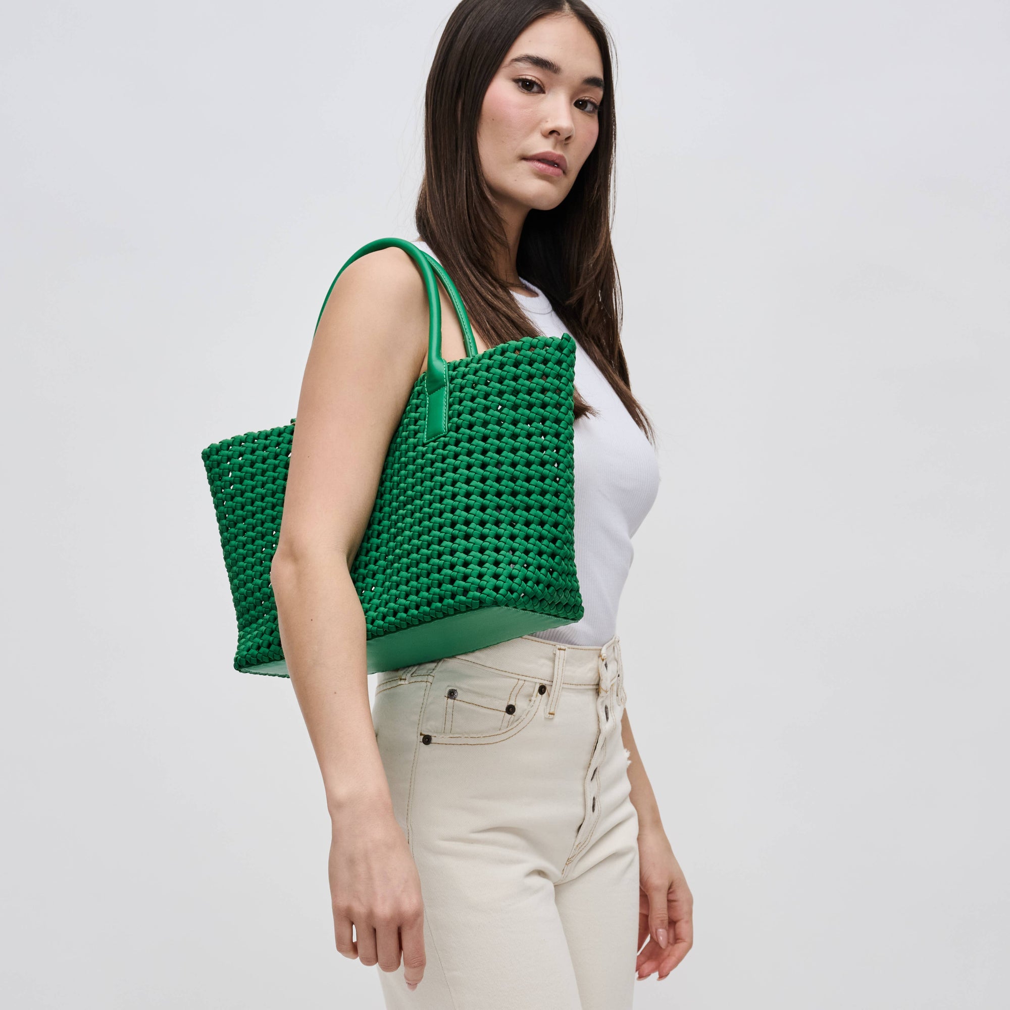Solstice - Medium  Hand Woven Knot Tote: Kelly Green